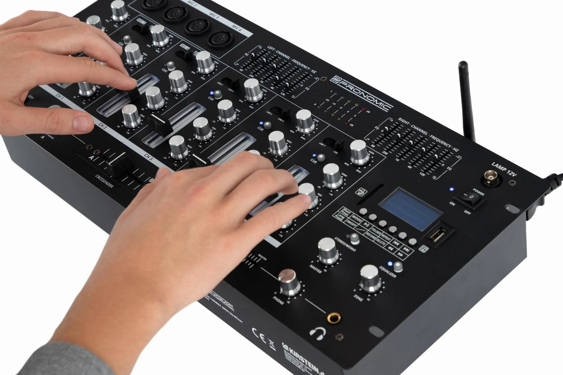 Pronomic DX-165REC MKII DJ-Mixer 5 canaux lecteur USB/SD/Bluetooth Cue enregistrement 4 entrées micro Égaliseur graphique
