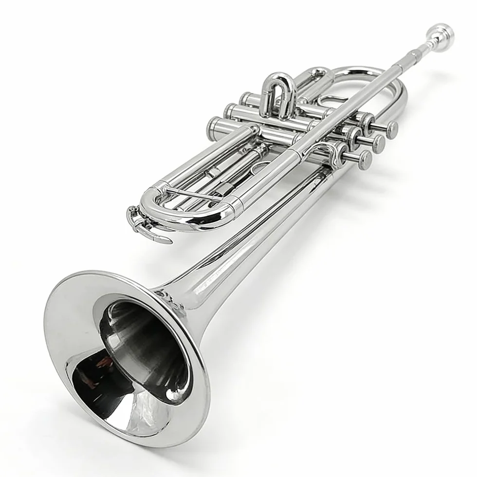 Trompette en si bémol standard pour débutants étudiants laiton avec embouchure 7C étui rigide argent