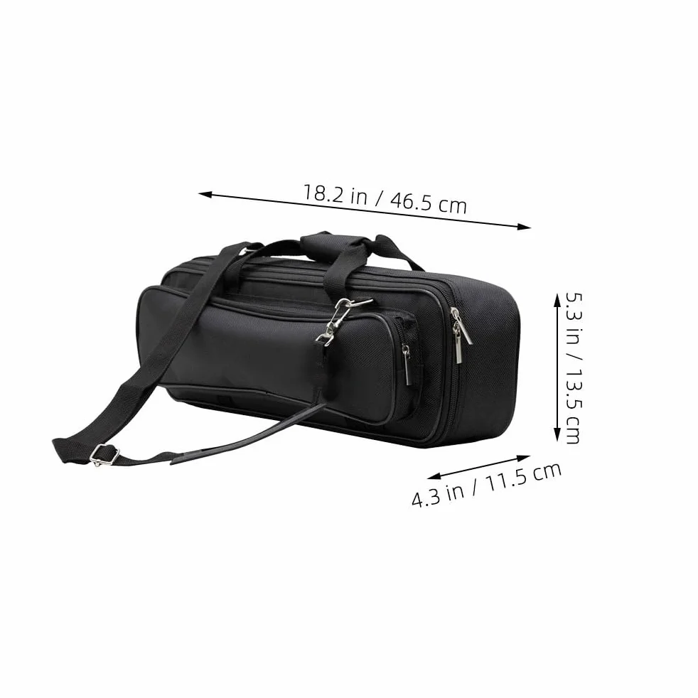 Sac De Flûte Oxford Rembourré Épais Bandoulière Ajustable Portable pour Flûte Traversière 16 Trous Rangement Instrument