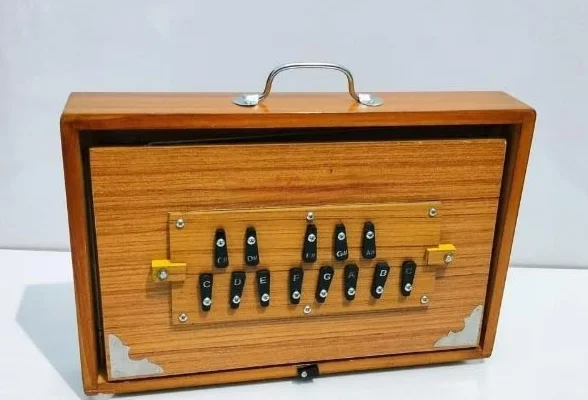 Shruti Box 38,1 x 25,4 x 7,6 cm Bois de Teck 440 Hz 432 Hz avec Padel Marron