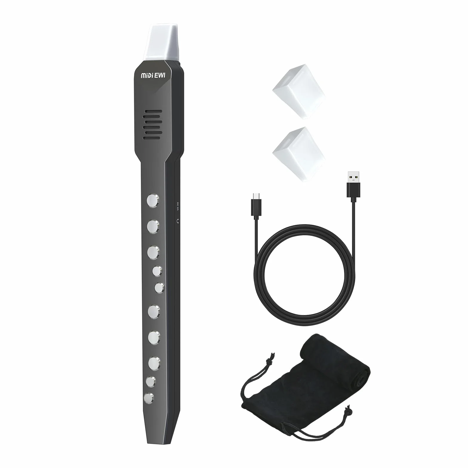 EWI Instrument à vent numérique Noir Bluetooth MIDI 10 tonalités portable