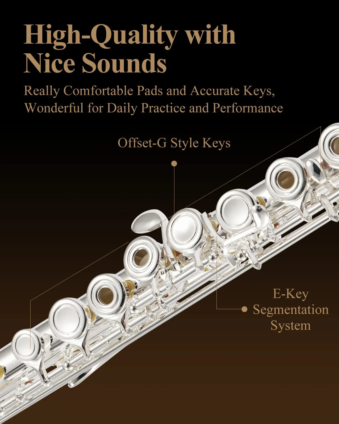 Eastar EFL-1 16 Keys Silver Plated C Flute Open/Close Hole