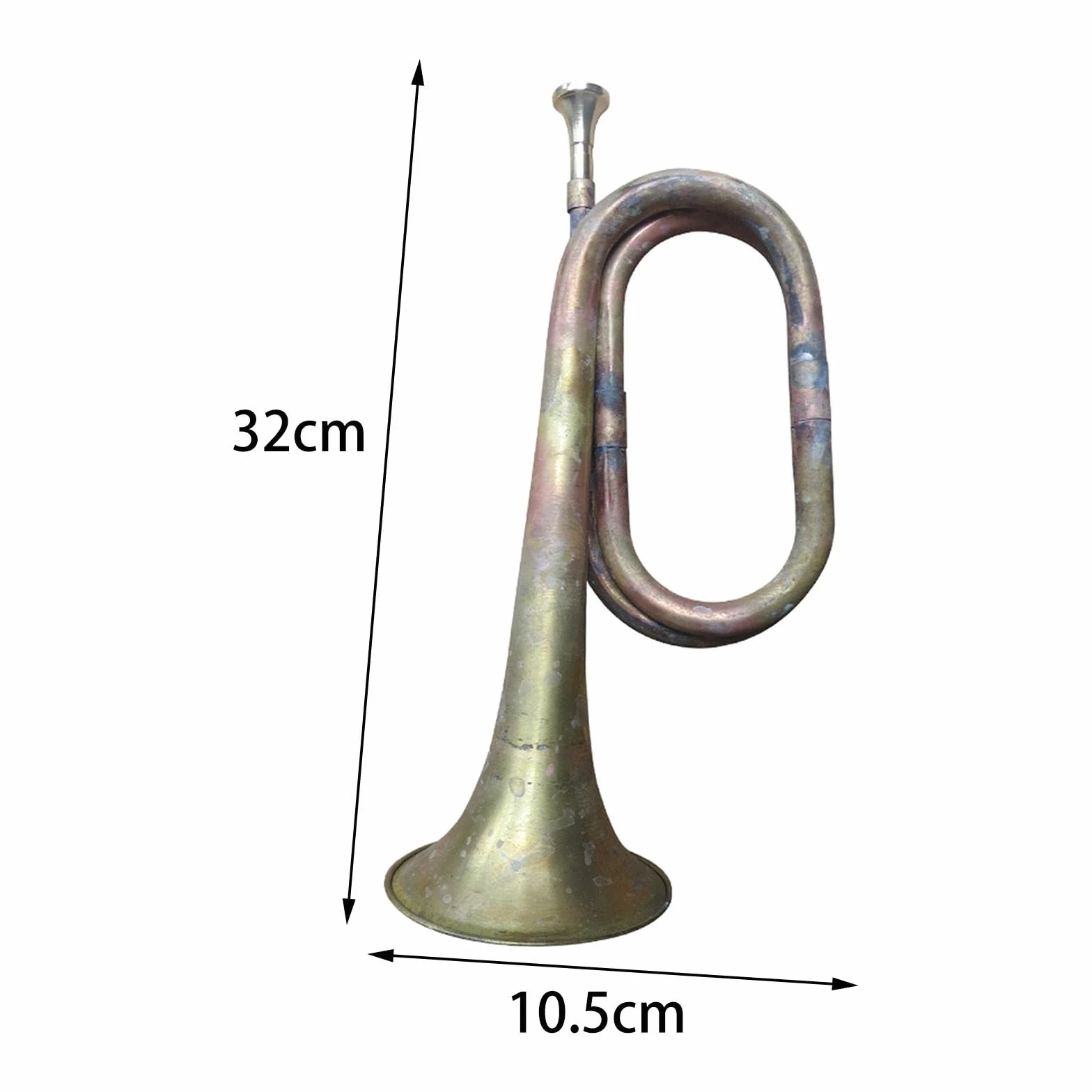 Trompette de cavalerie en cuivre massif et laiton 32 cm orchestre