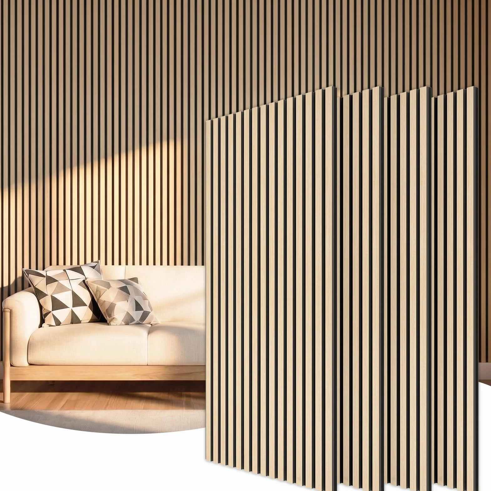 TONOR Panneau Mural Decoratif Bois 120x60cm 2.88㎡ Acoustique 3D Insonorisant Chêne