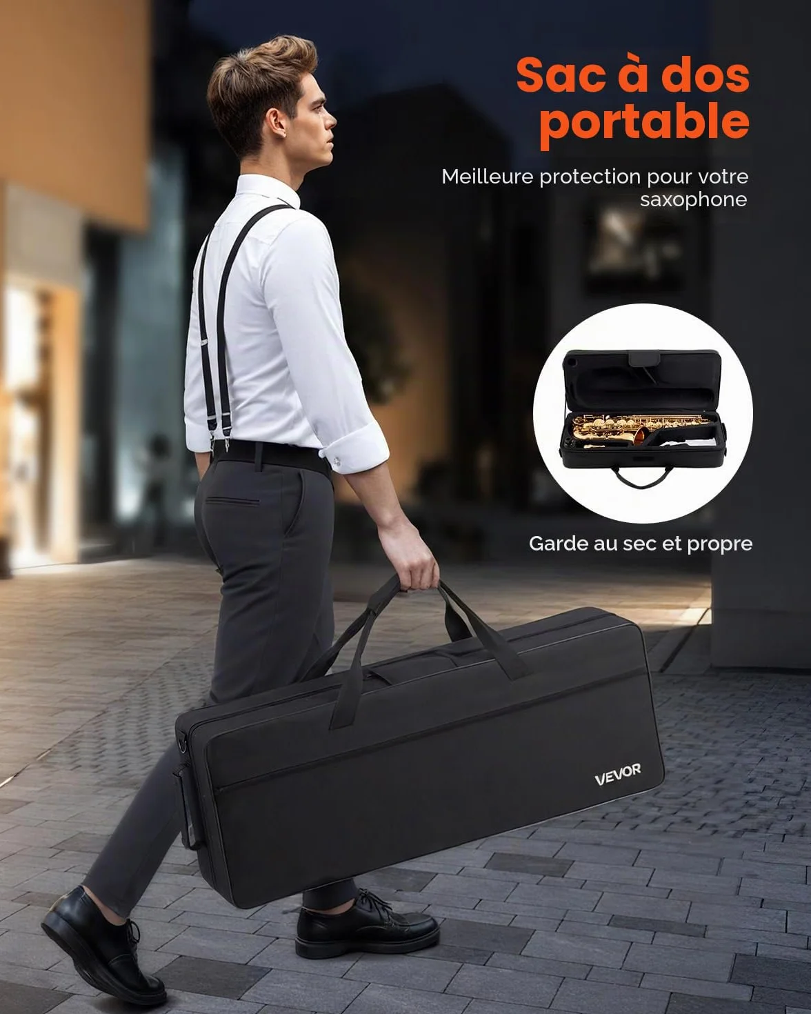 VEVOR Saxophone Alto Mi Bémol Débutants Laiton Résistant Étui Transport Bec Sangles Chiffon Nettoyage Gants Sangle Cou 23 Touches Doré