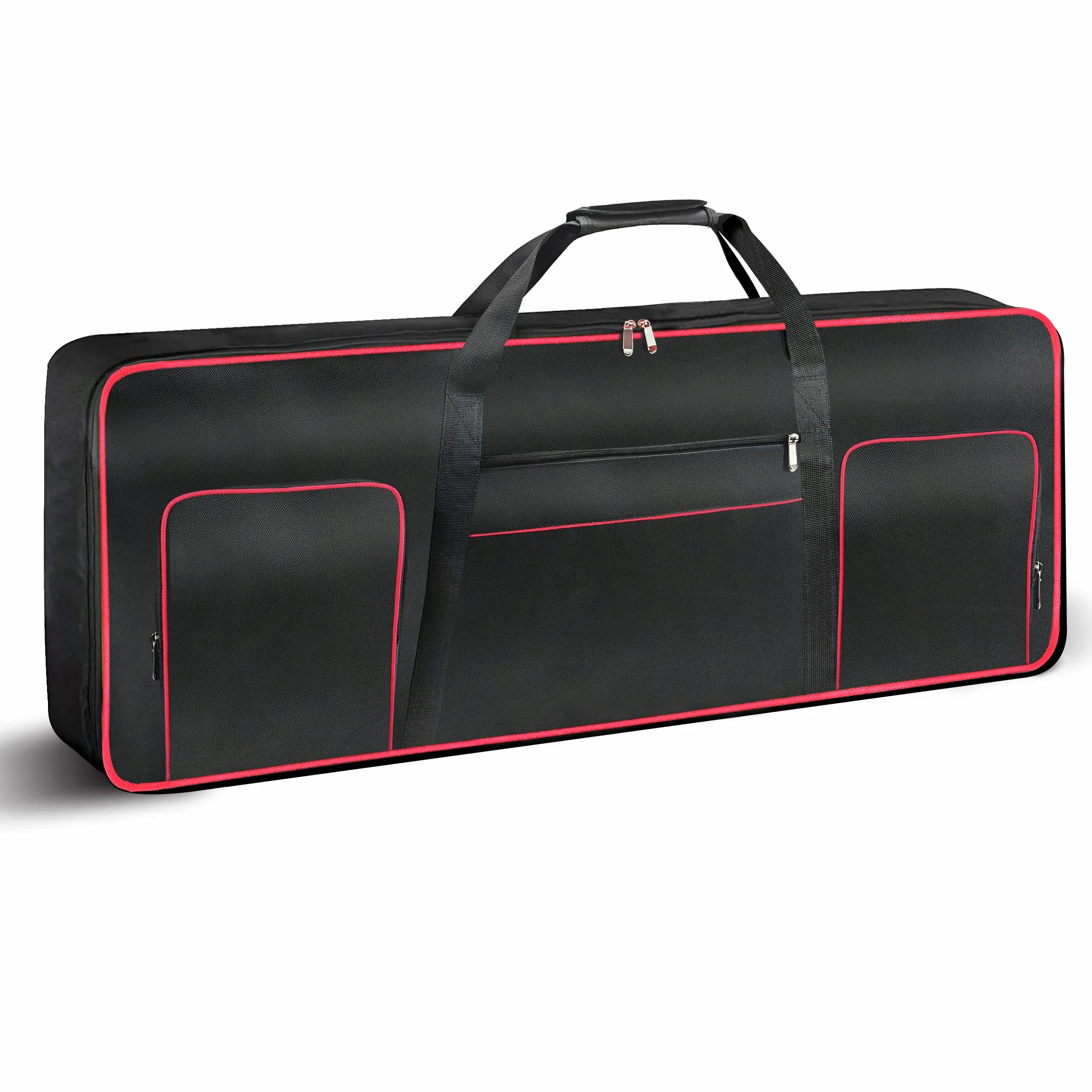 Ruibo Housse de Transport pour Clavier 61 Touches, Tissu Oxford 600D imperméable, 101,6 x 40,6 x 15,2 cm, Noir + Rouge