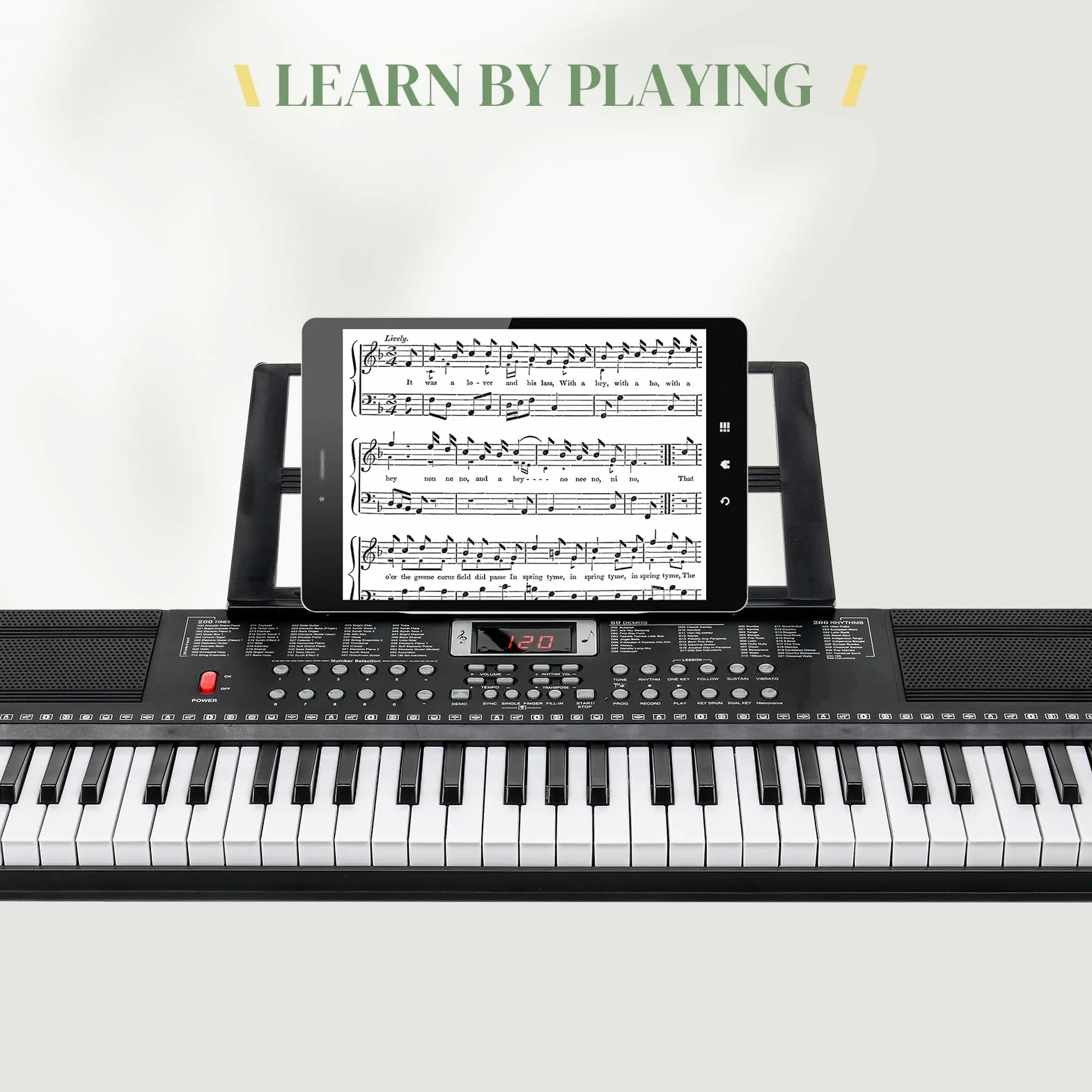 LEADZM Piano Numérique 61 Touches avec Support, Banc, Pupitre, Casque, Microphone, Écran LED, 3 Modes d'Apprentissage pour Débutants Noir