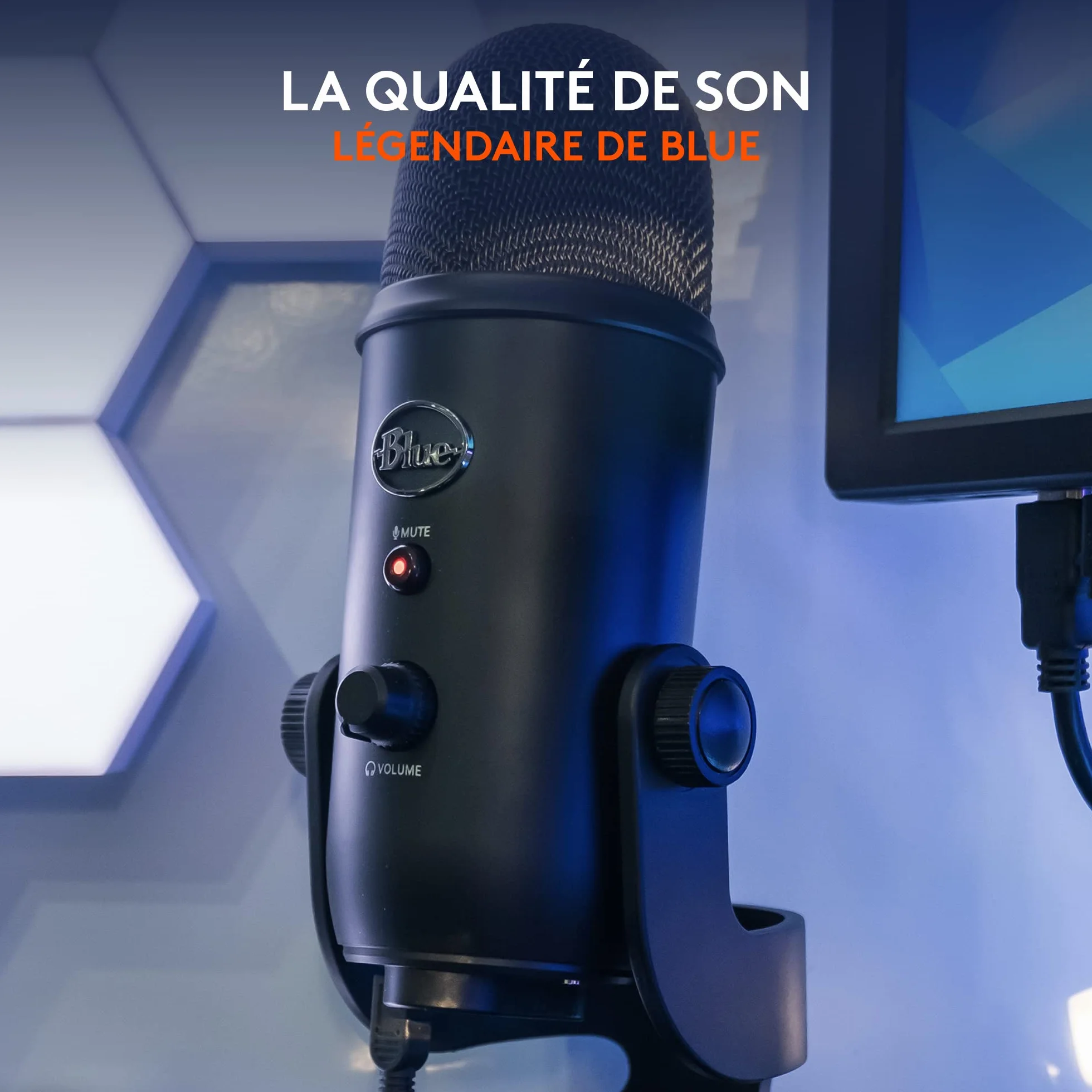 Logitech Blue Yeti Microphone USB pour Enregistrement Streaming Gaming Podcast PC Mac Noir