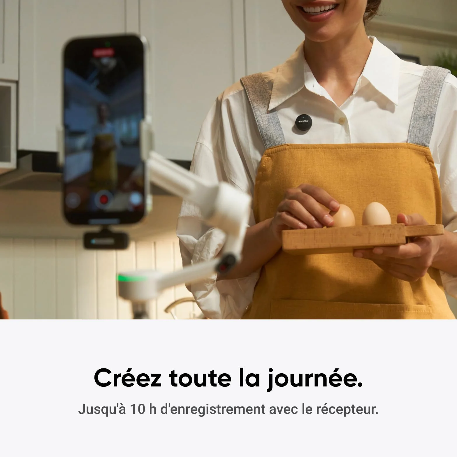 Insta360 Émetteur Mic Air Micro sans Fil 7,9 g Réduction de Bruit X5 X4 X4 Air Ace Pro 2 GO Ultra