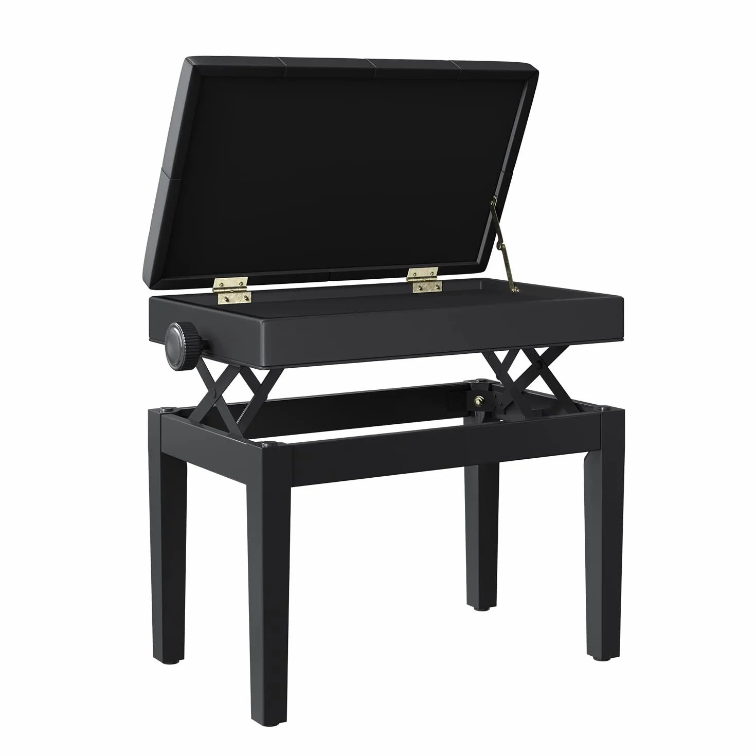 HOMCOM Banc de Piano réglable en Hauteur Bois Massif Tabouret avec Compartiment caché Noir
