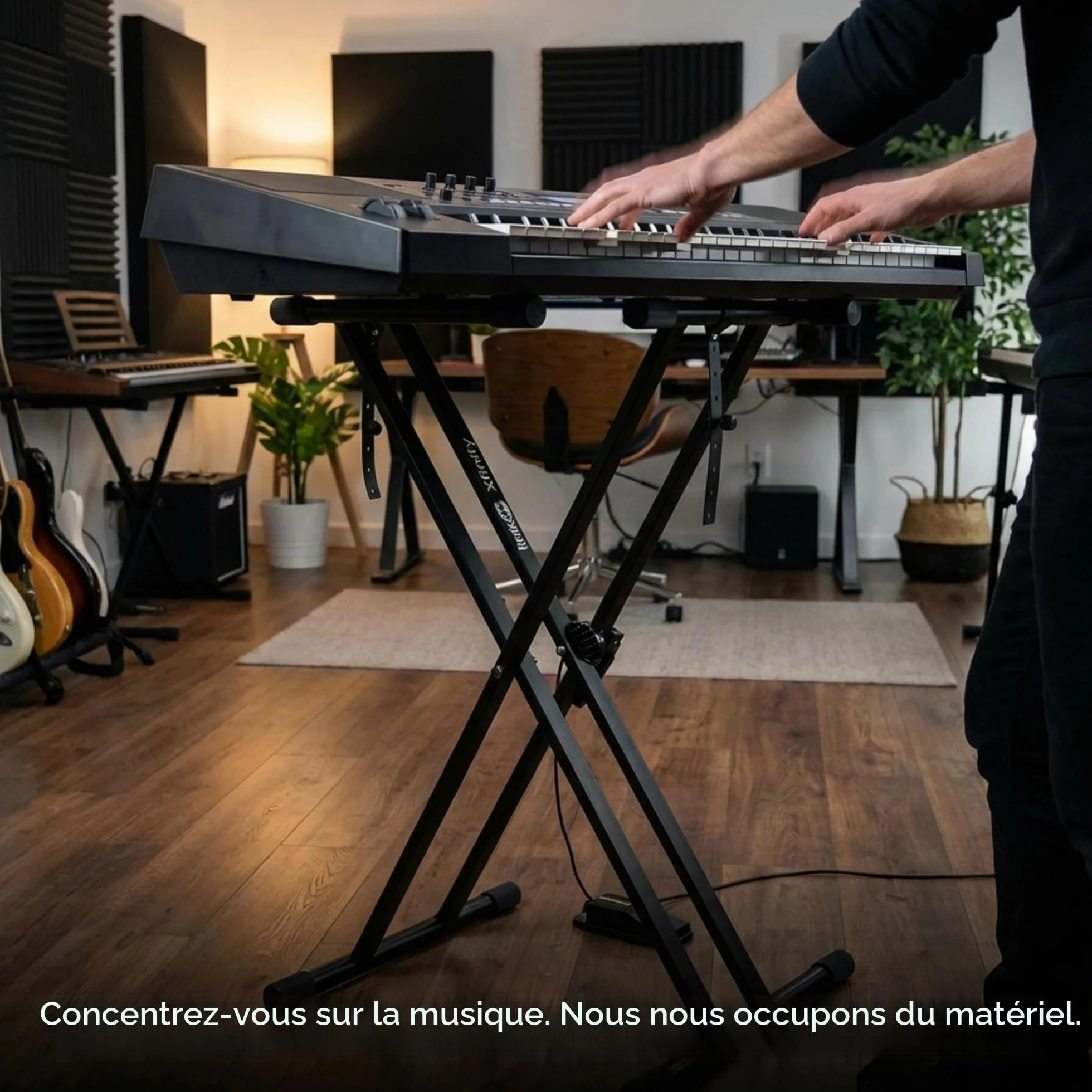 Windsor RockJam RJXX363 Support de Clavier Robuste Double X Réglable avec Déverrouillage Rapide et Verrou de Sécurité
