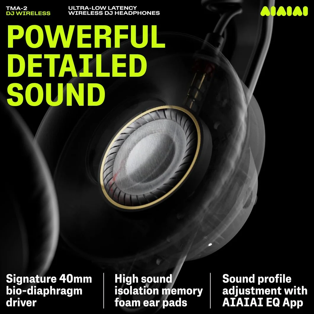 Aiaiai TMA-2 DJ Wireless Casque DJ sans Fil Professionnel Bluetooth Faible Latence 20h Autonomie Léger Durable