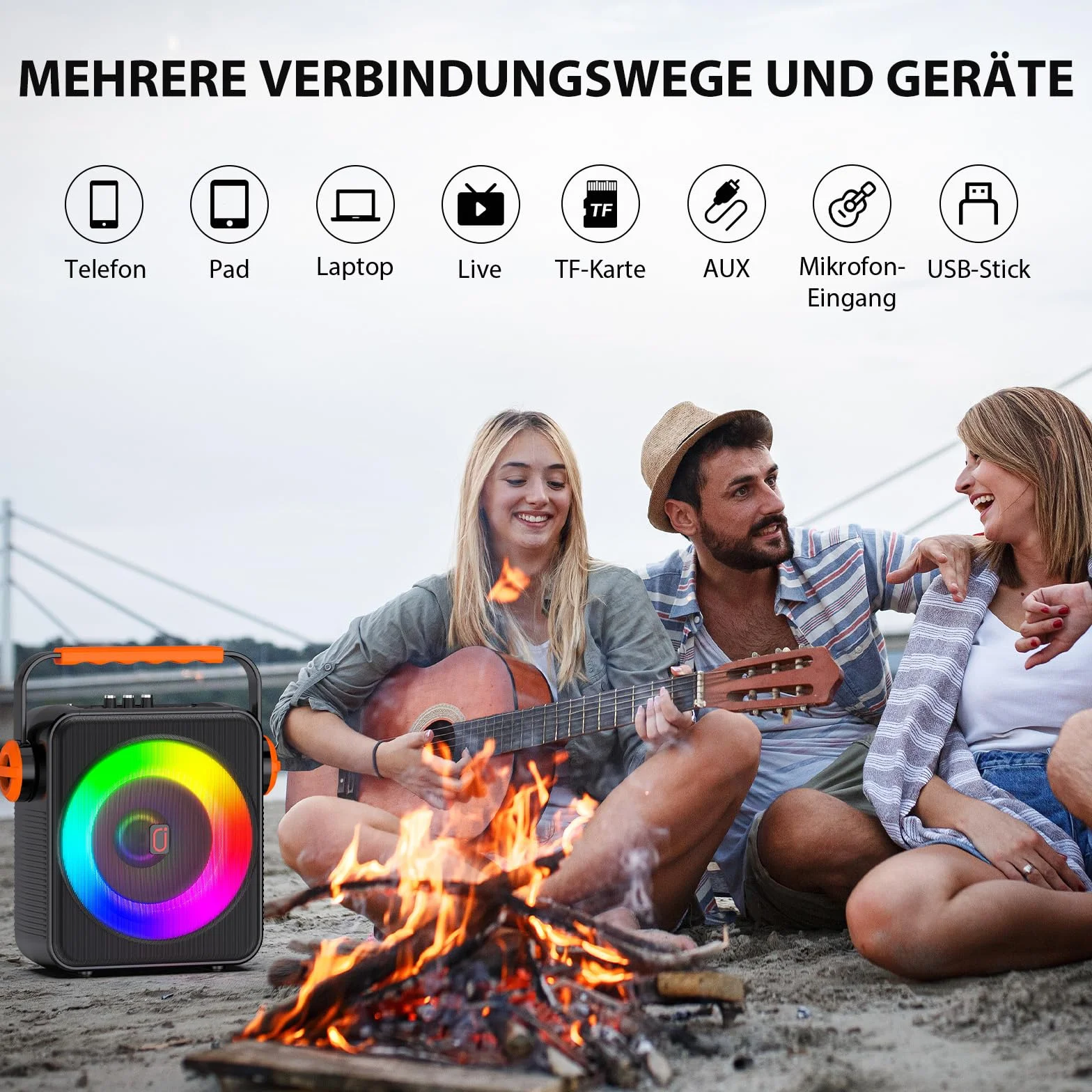 Karaoke Machine Bluetooth 5.3 120W Portable Enceinte avec Lumière RVB DSP