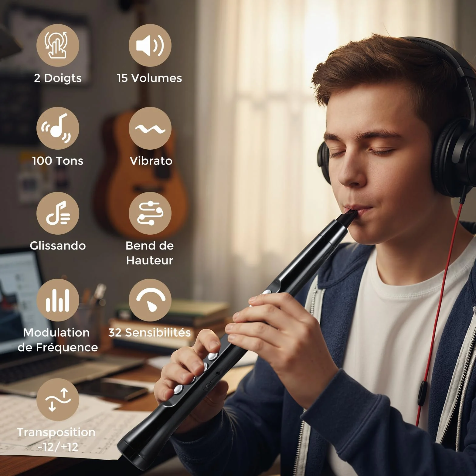 GOPLUS Saxophone Électronique avec Écran LED, Instrument à Vent Numérique MIDI 100 Sons