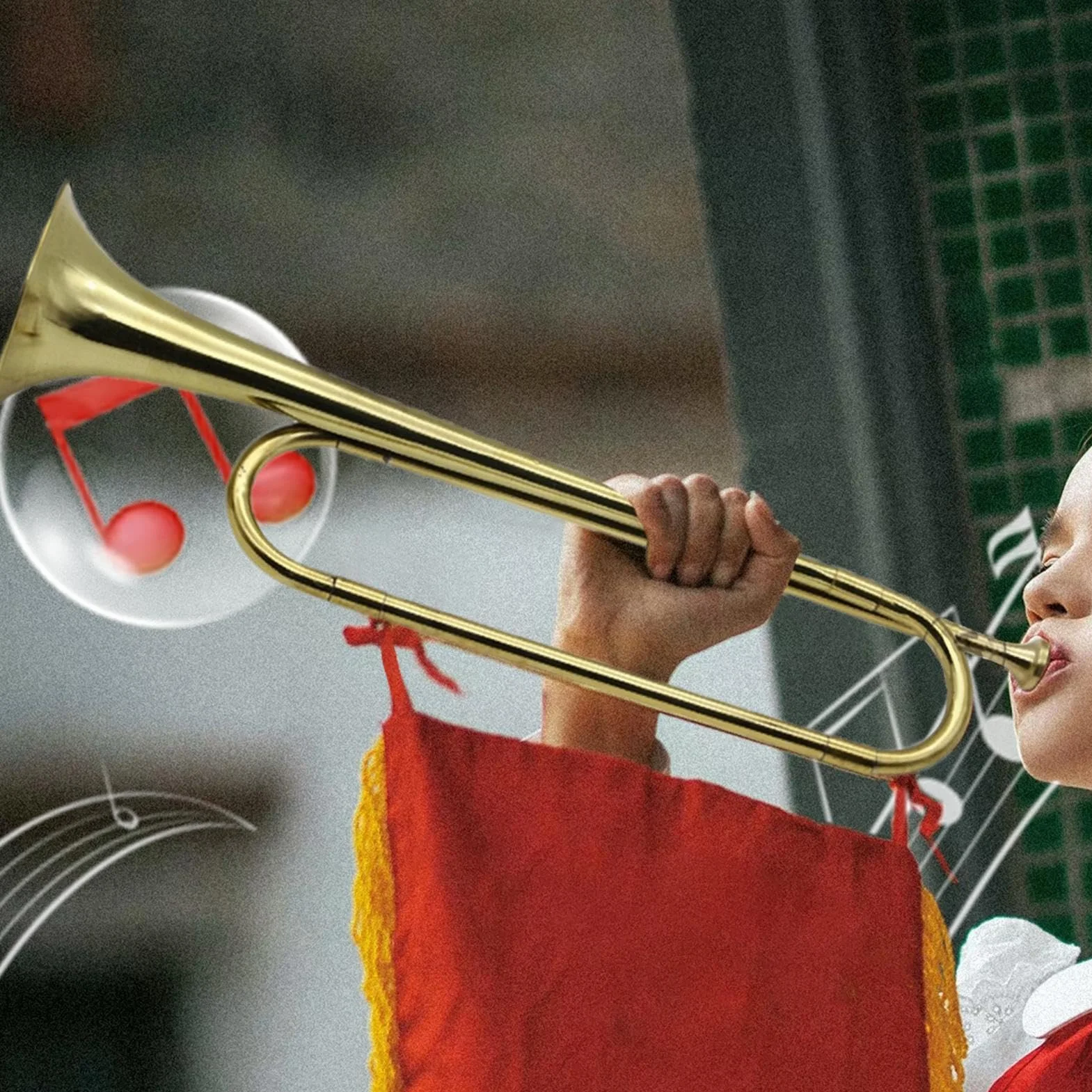 Trompette de cavalerie clairon en laiton portable, instrument de musique rétro pour débutant