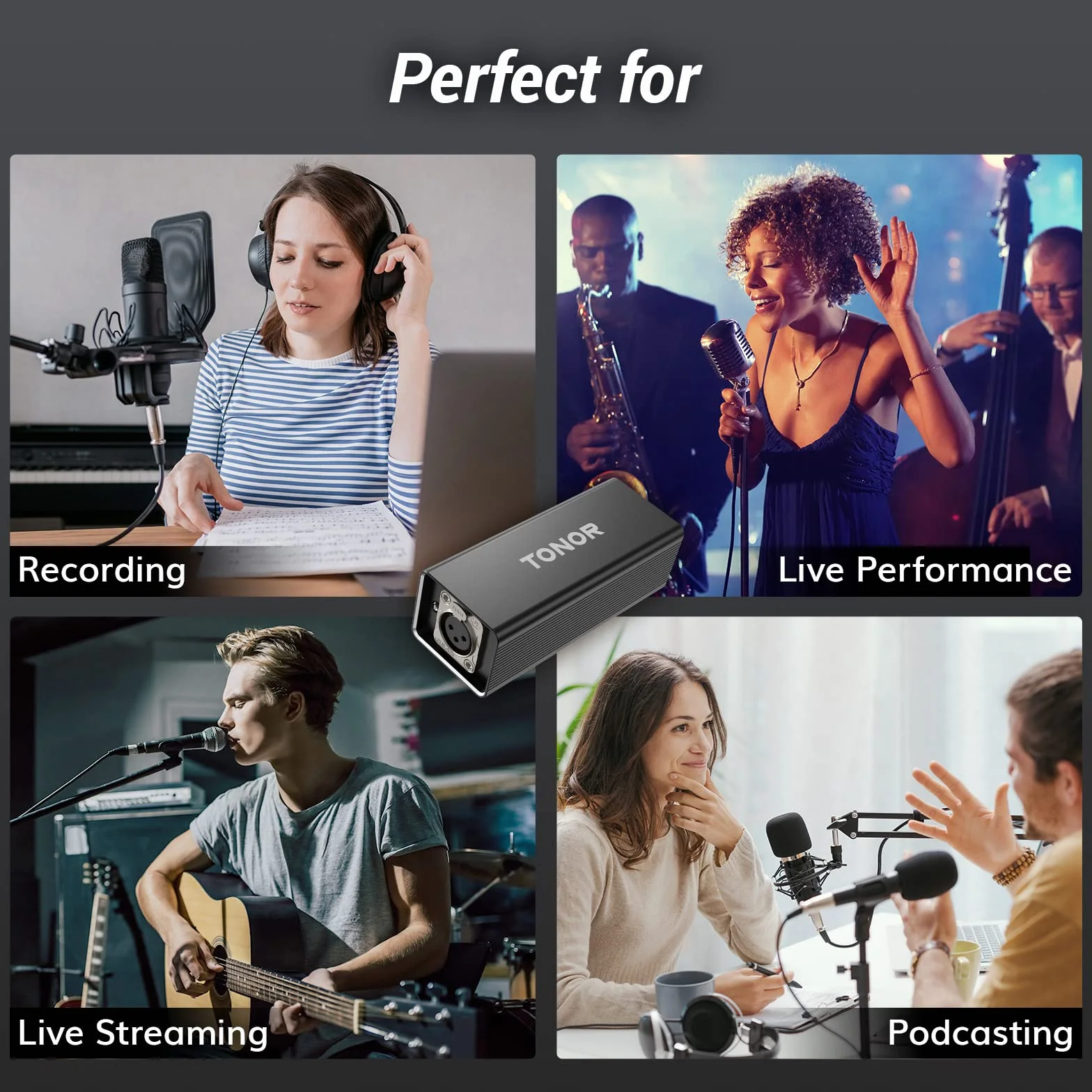 TONOR TA20 Préampli Amplificateur de Micro XLR Dynamique Professionnel pour Studio Podcast Streaming Enregistrement