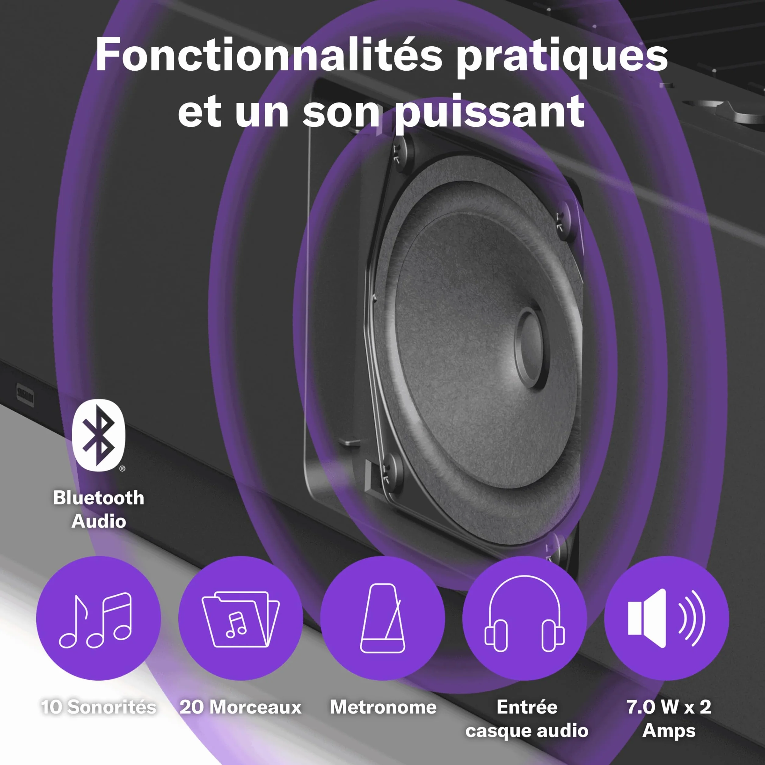 Yamaha P-145BT Piano Numérique 88 Touches Clavier Graded-Hammer-Compact 10 Sonorités Bluetooth Noir