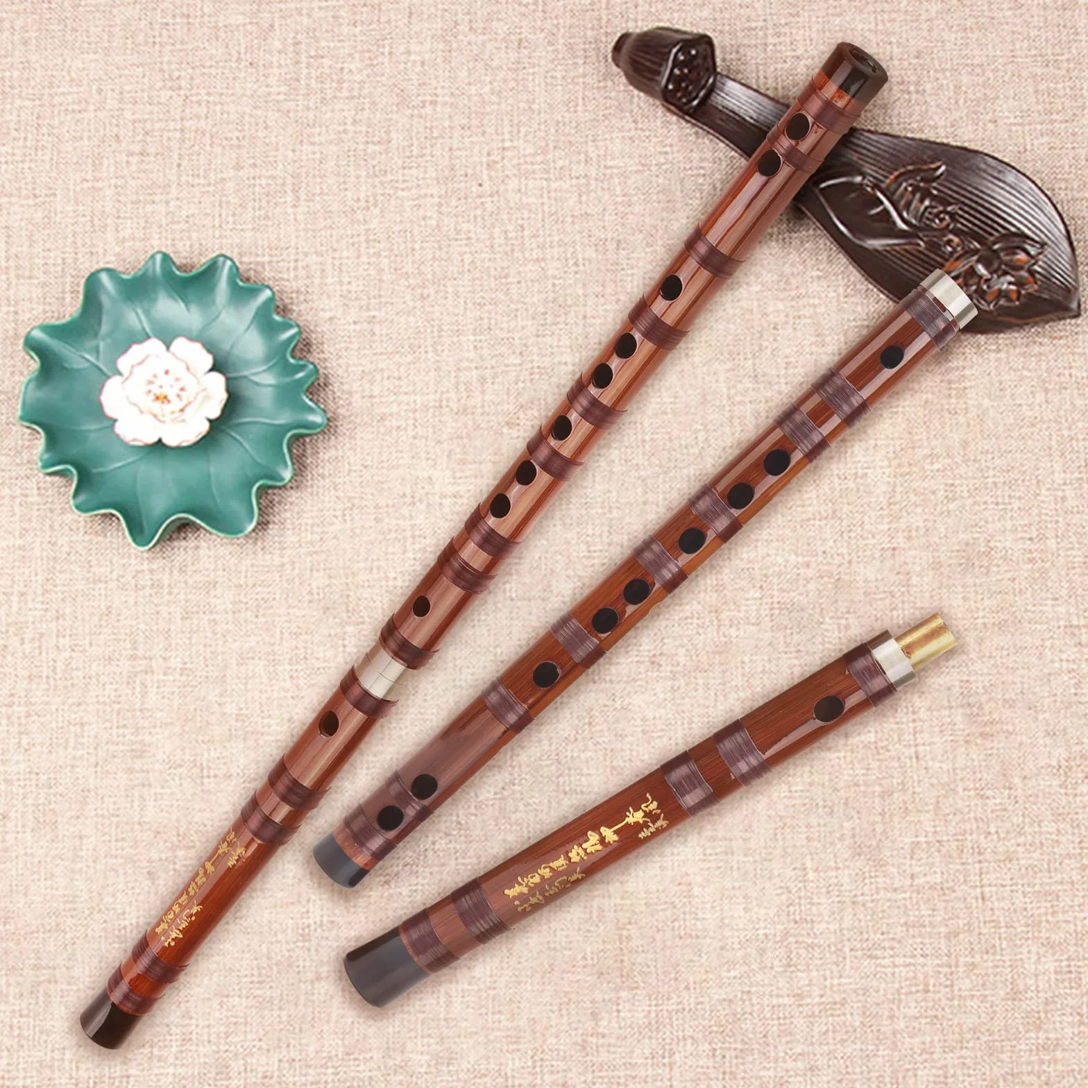 Flûte en bambou avec membrane et sac en velours pour Débutants, Instrument d'orchestre