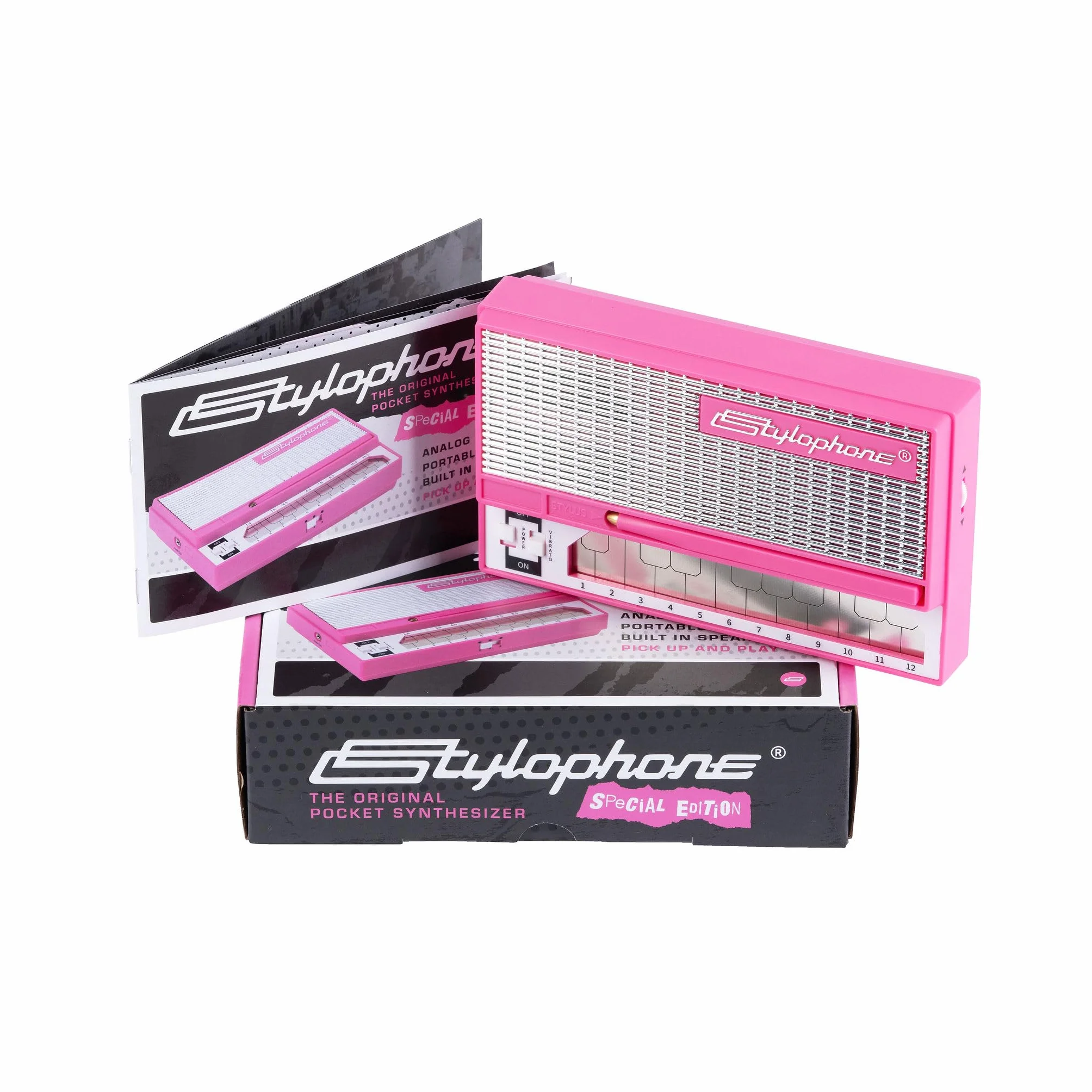 Stylophone Pink - Synthétiseur électronique de poche original édition spéciale - Instrument de musique clavier