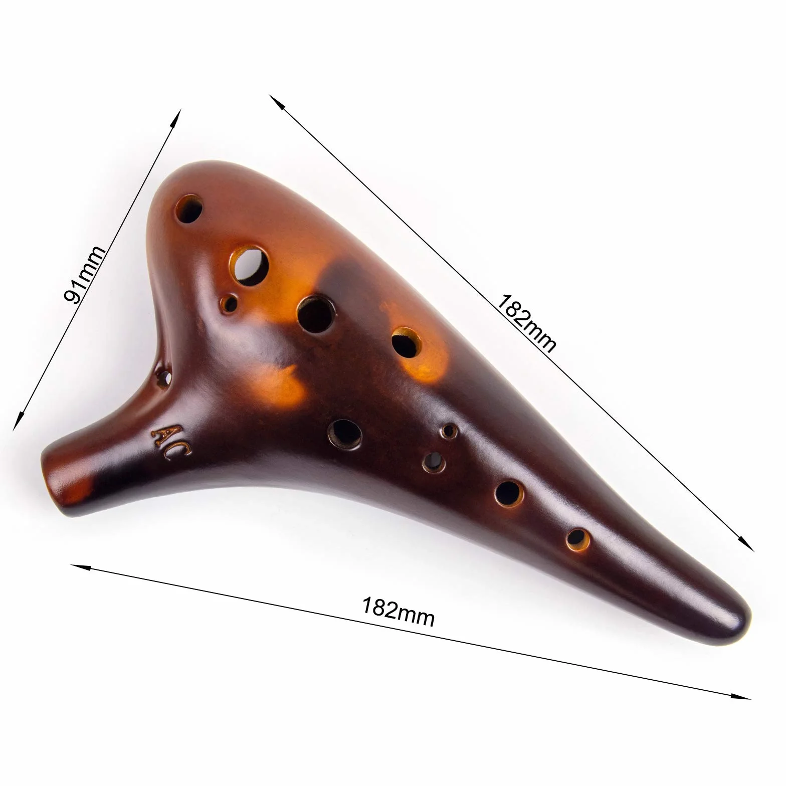 Ocarina 12 trous Alto C Céramique avec sac de transport et livre de musique (Marron)