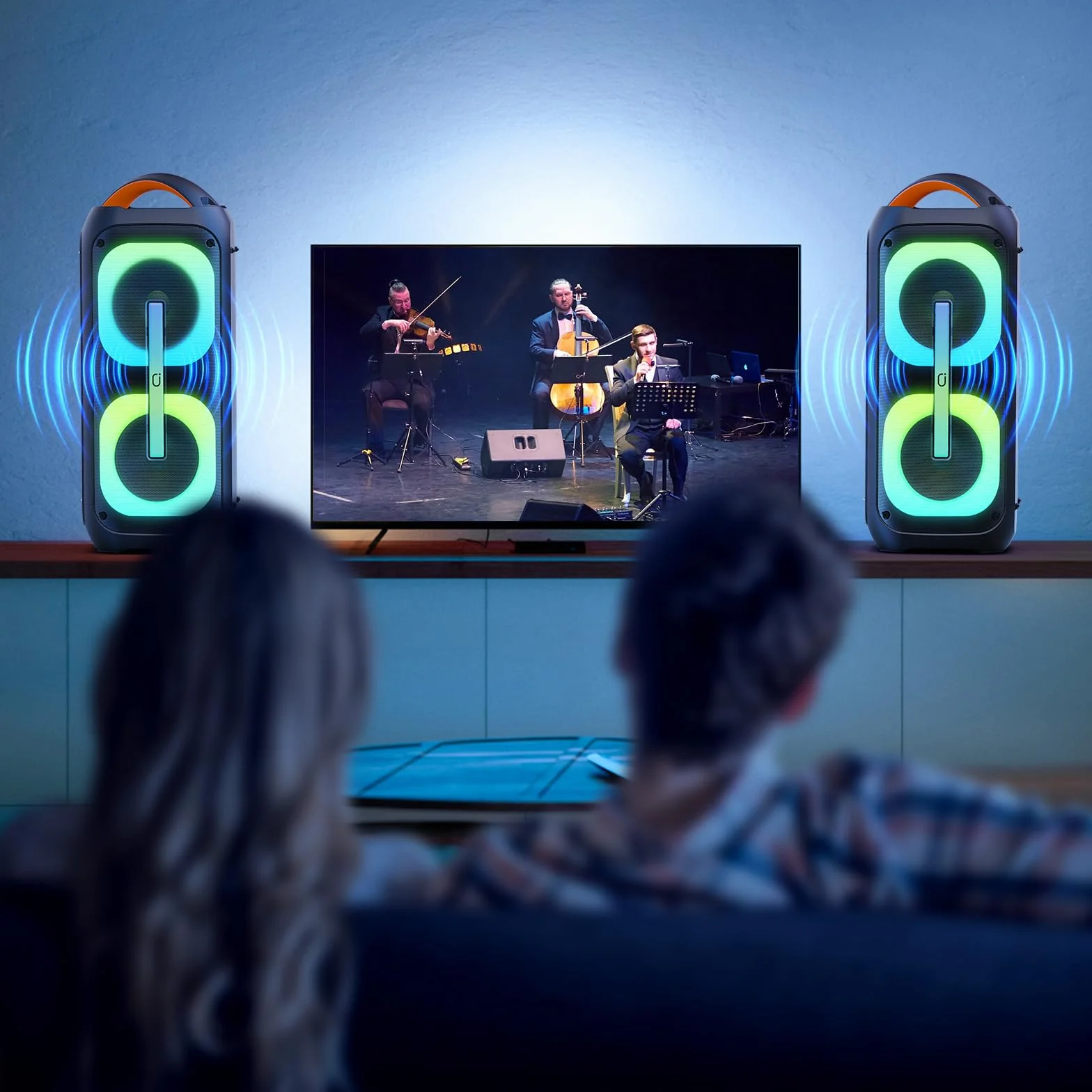 Karaoke Enceinte avec 2 Microphones sans Fil, Grande Machine de Karaoké Complet avec Lumières, Portable Système Support TWS/AUX/FM/USB/TF
