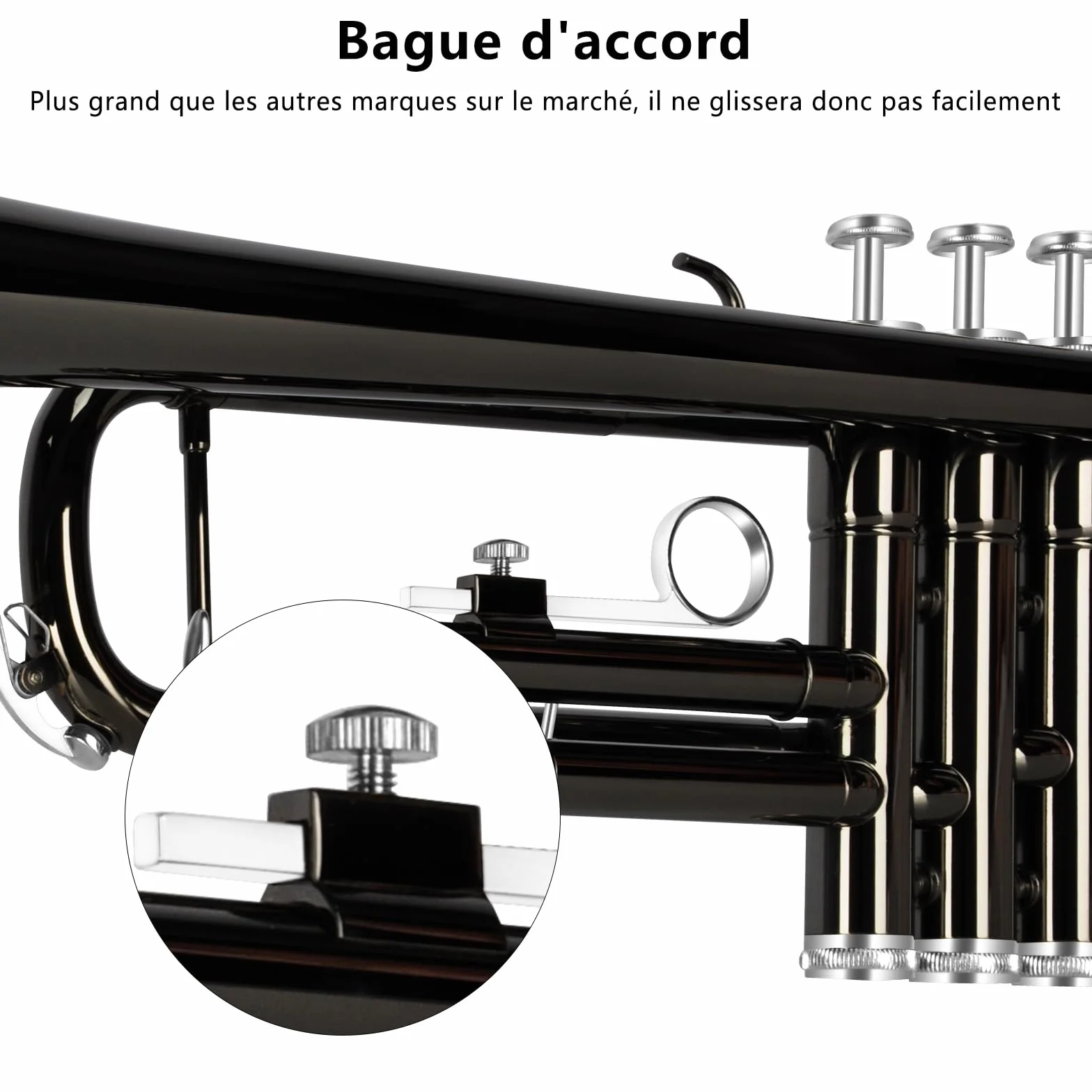 EASTROCK Trompette en Sib pour débutant, laiton standard avec étui, gants, embouchure 7C (Noir)