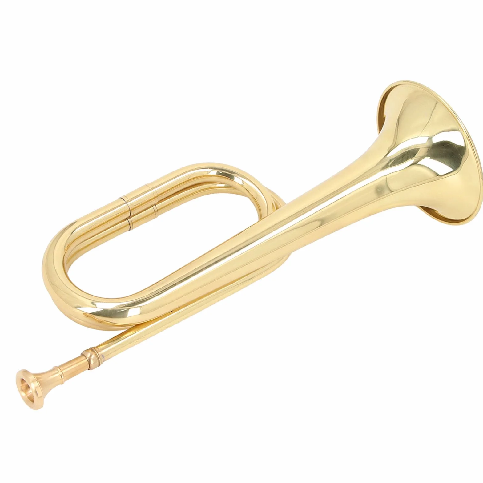 Trompette à clé C Bugle de Cavalerie en Laiton Doré Instrument Militaire