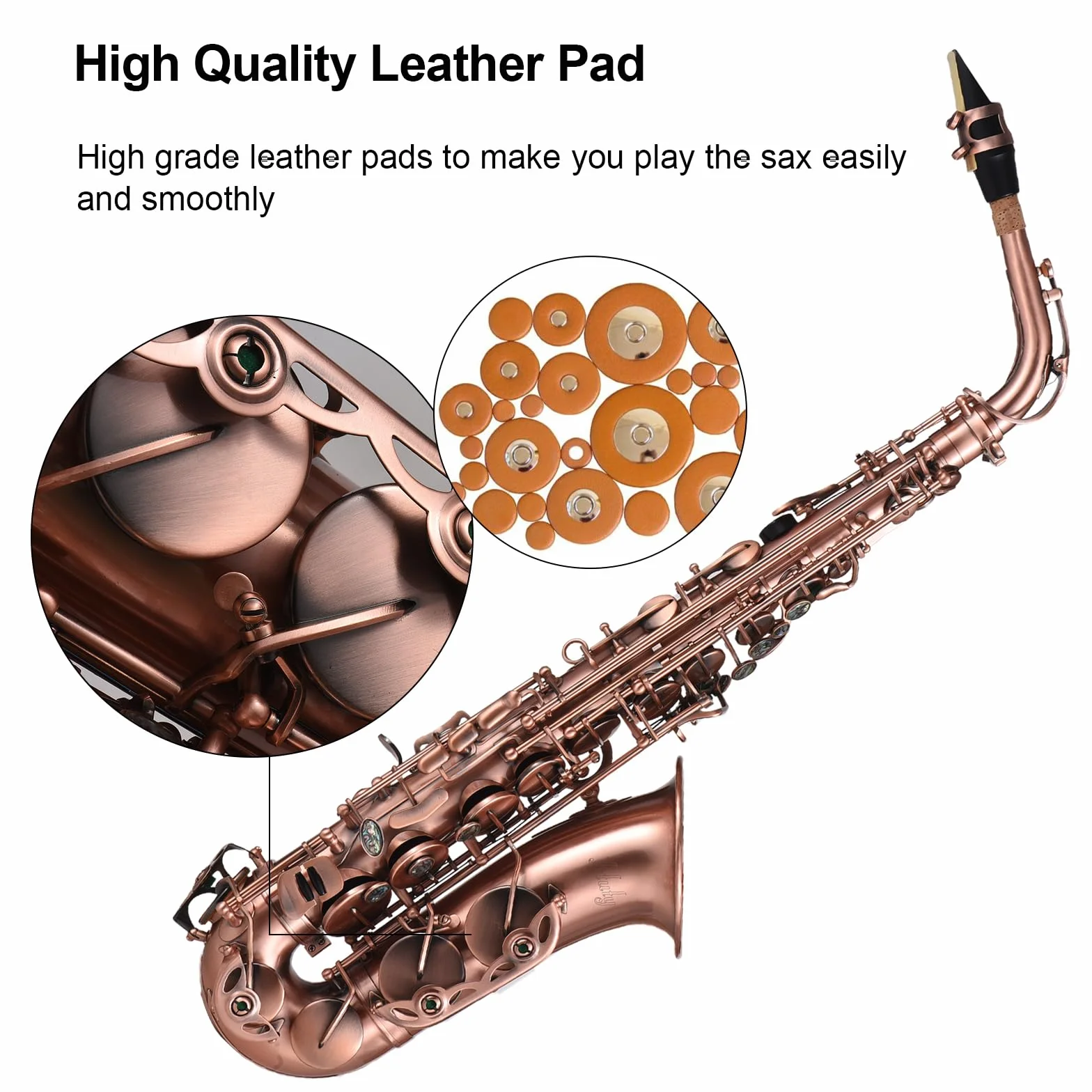 Saxophone alto E-Flat Red Bronze F# incrustations clés coquille d'ormeau coussinets cuir résistant eau étui gants chiffon nettoyage sangles brosse