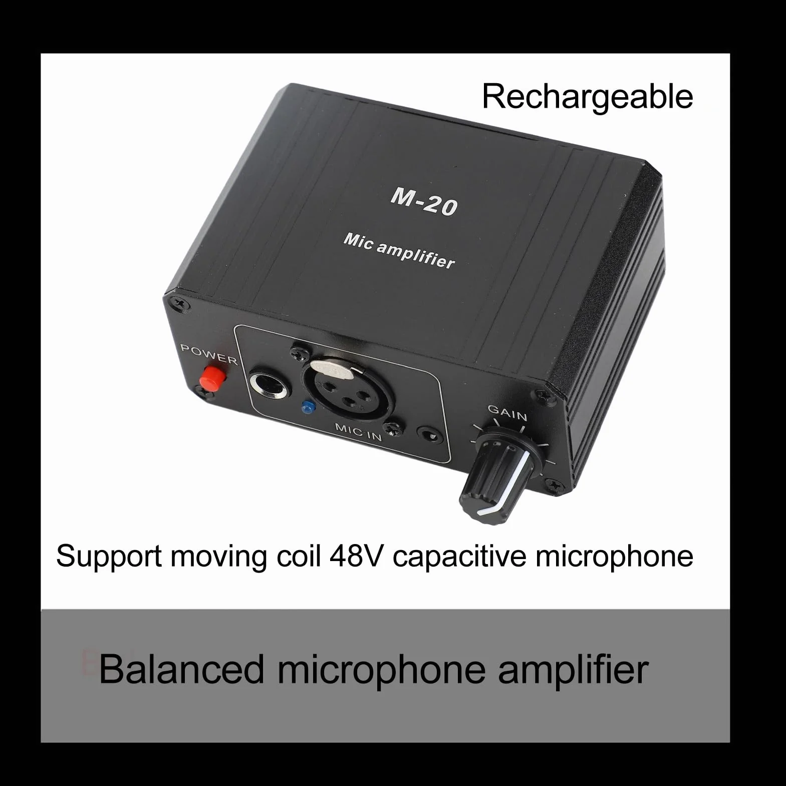 KIMISS Préamplificateur Micro à Gain élevé avec Alimentation Fantôme 48V - Sortie XLR - Faible Bruit