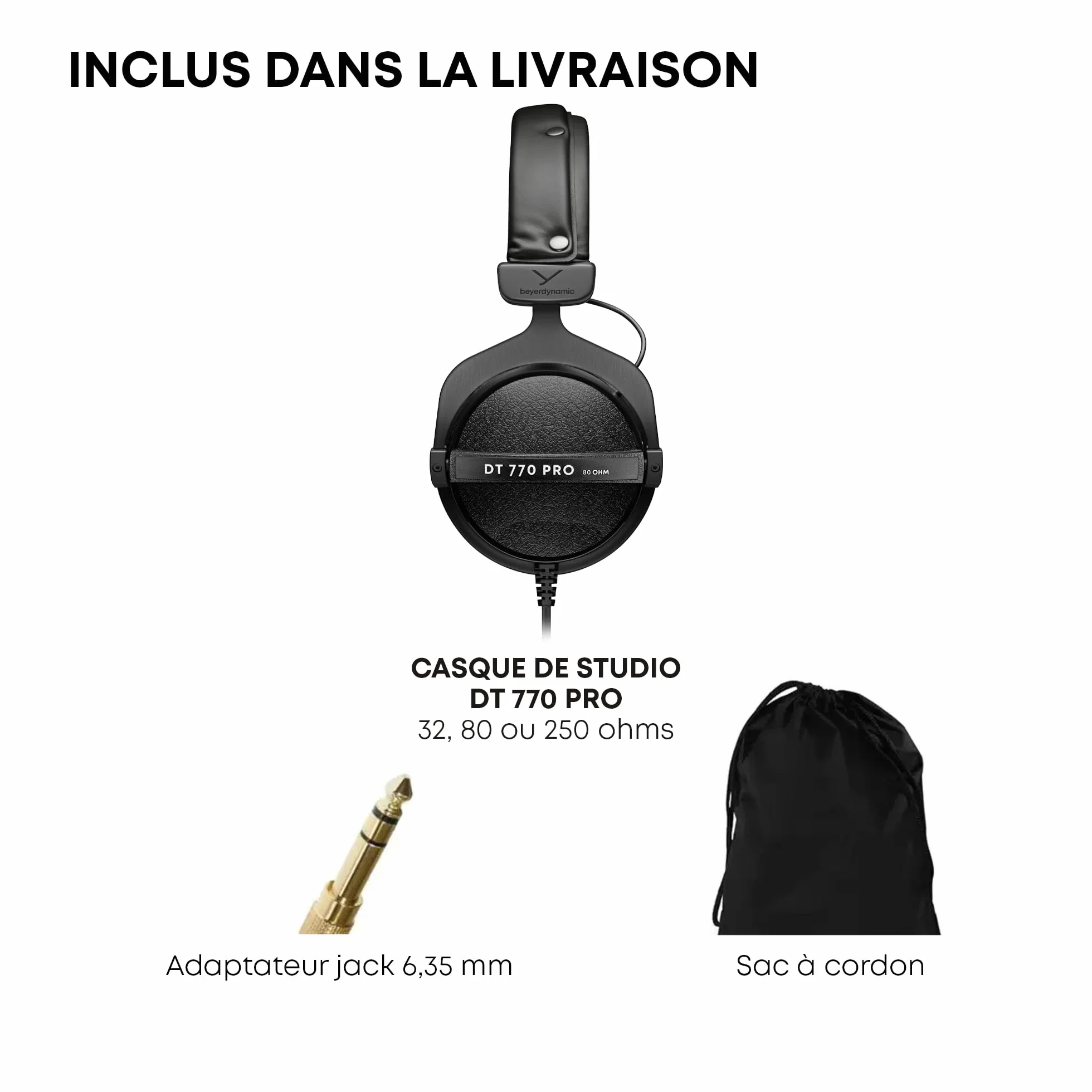 beyerdynamic DT 770 Pro 80 Ohm Casque Audio Studio Circum-aural Fermé Filaire Enregistrement Monitoring Professionnel Fabriqué Main Allemagne
