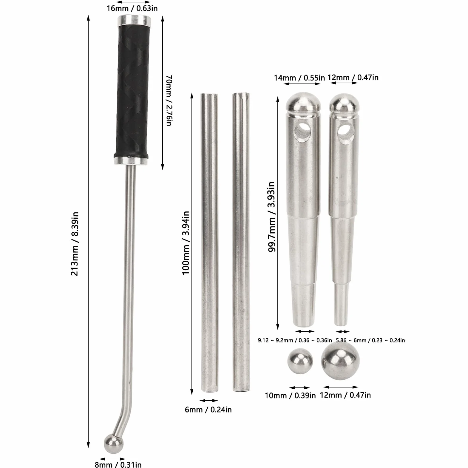 Outils de Débosselage pour Instruments à Vent en Laiton, Kit de Réparation Professionnel avec Marteau en Aluminium