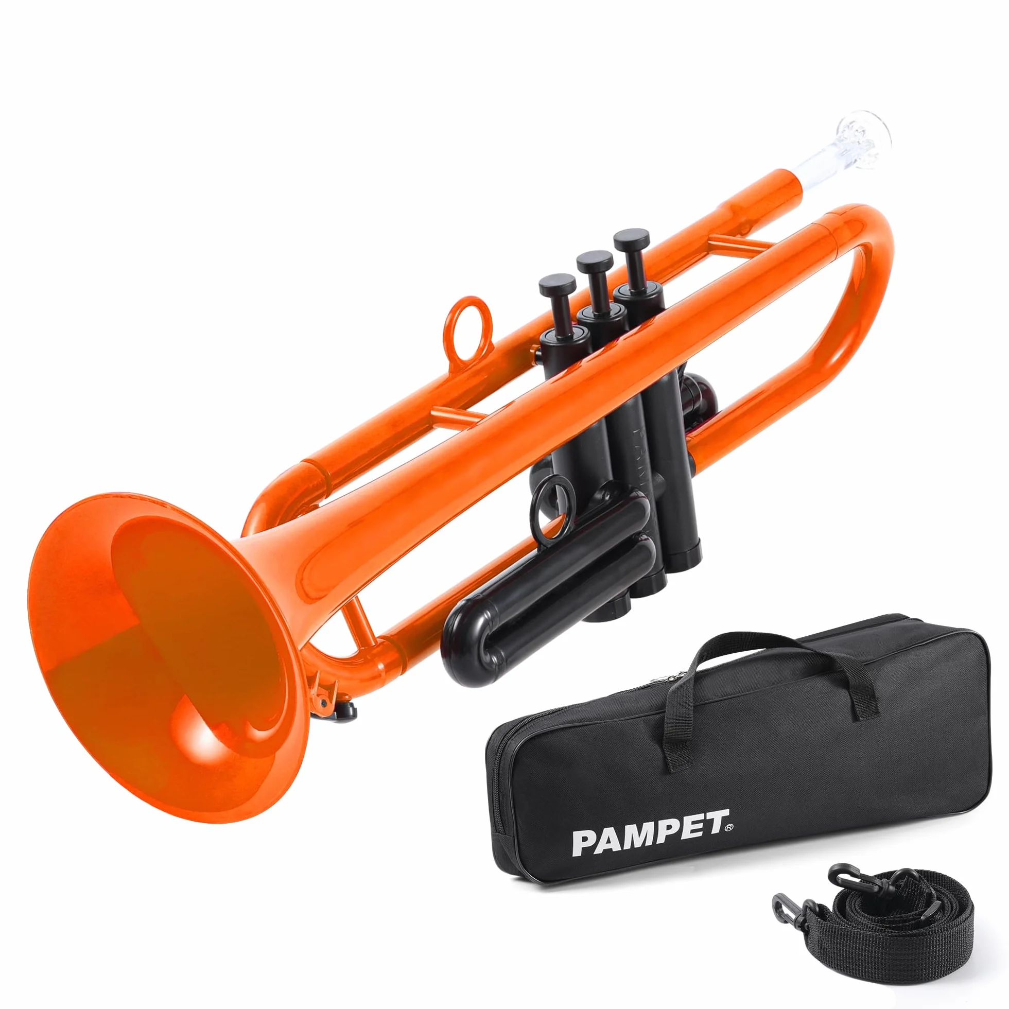 PAMPET Trompette en si bémol professionnelle plastique pour étudiant débutant avec embouchure 7C et 3C Orange