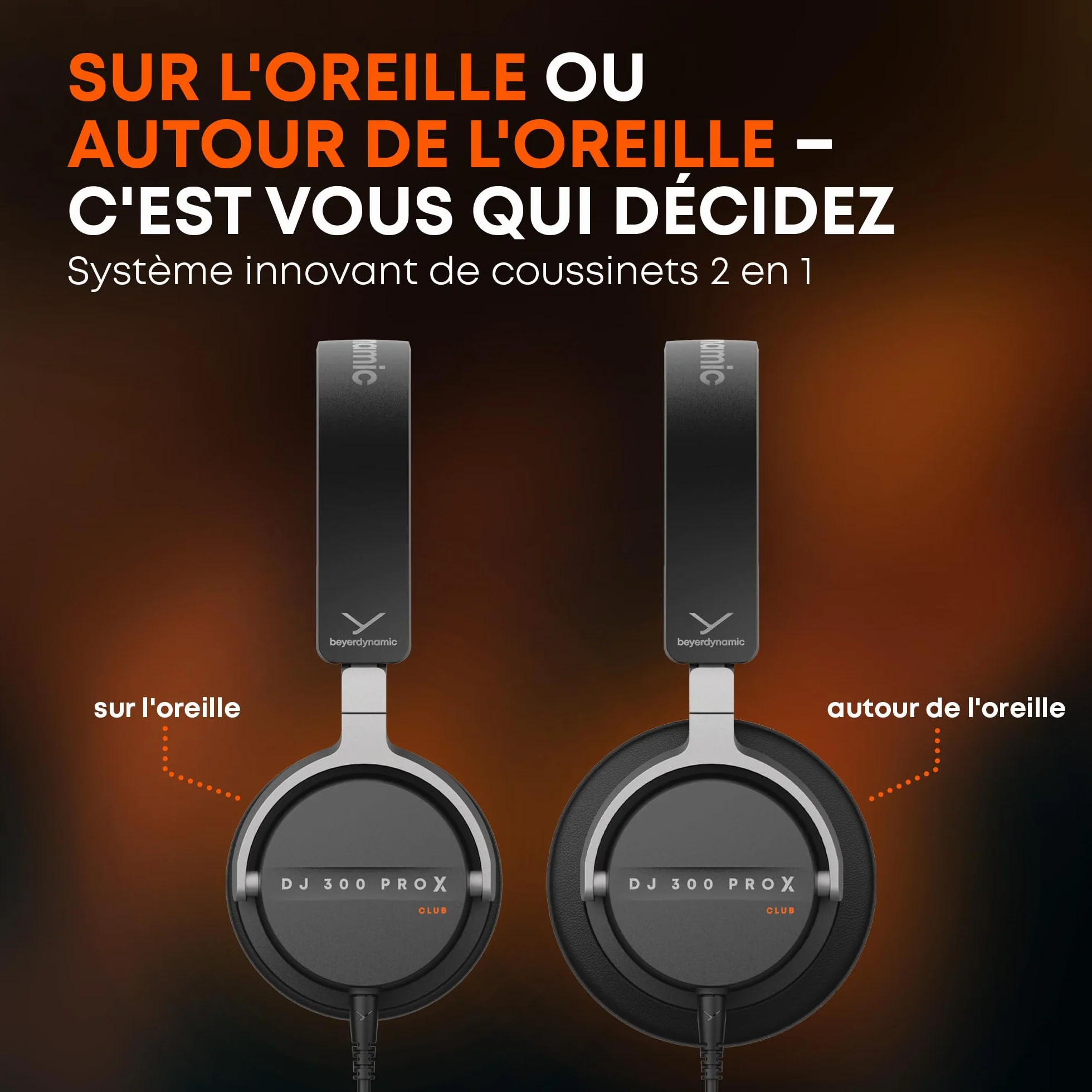 beyerdynamic DJ 300 Pro X Club Casque DJ Professionnel 2 en 1 avec Bonnets d'oreille Personnalisables et Conception fermée
