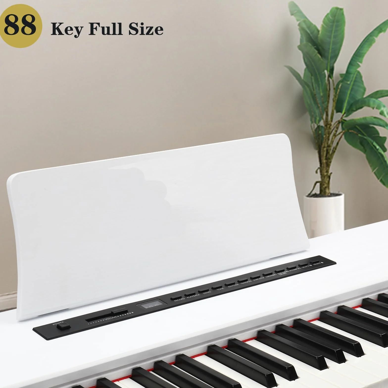 Piano Numérique 88 Touches avec 3 Pédales, MIDI-USB, Audio Bluetooth, 2 Haut-Parleurs Stéréo, Blanc