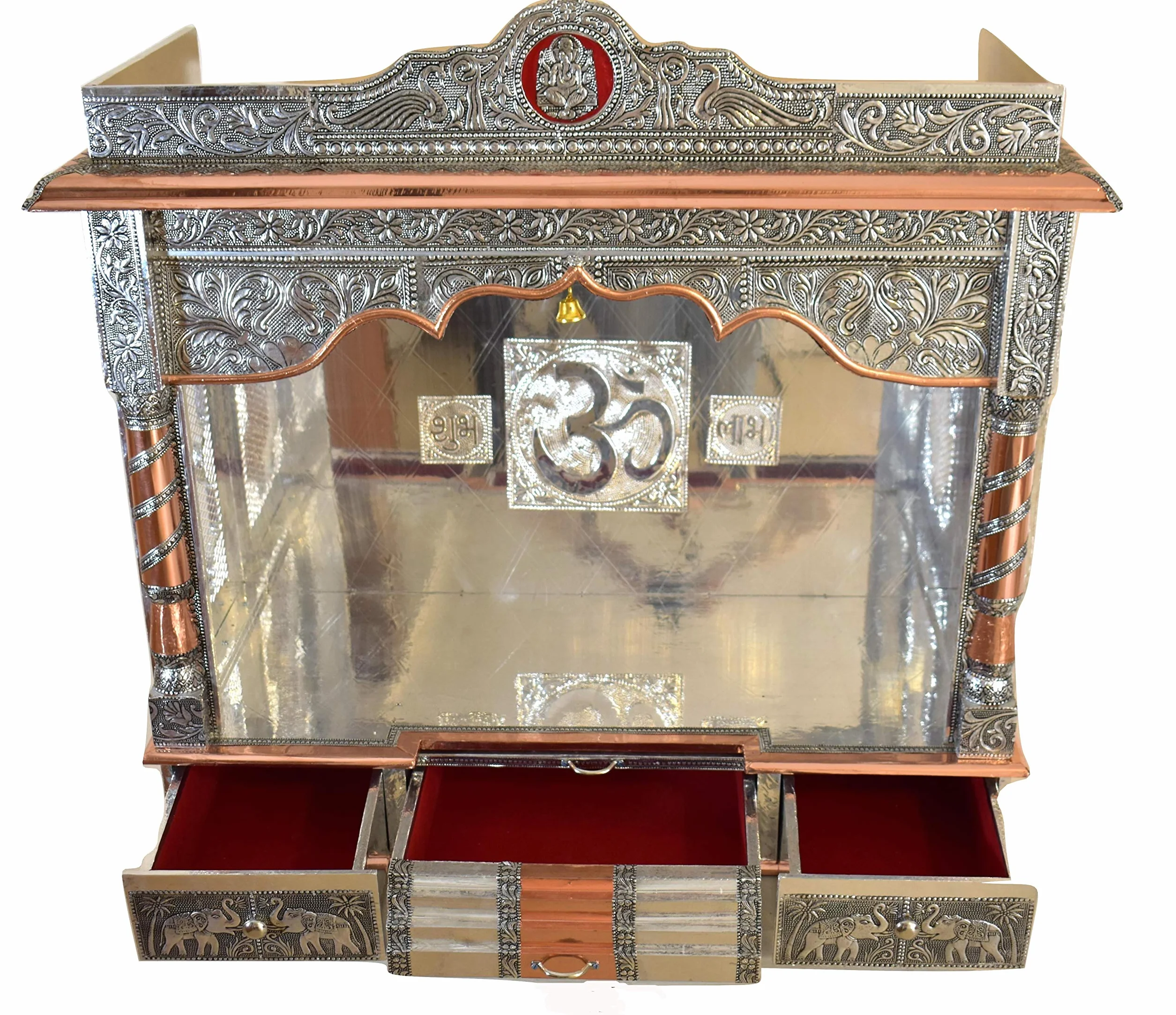 Bentleys Pooja Mandira Temple Hindou 81,3 cm Bois Argent