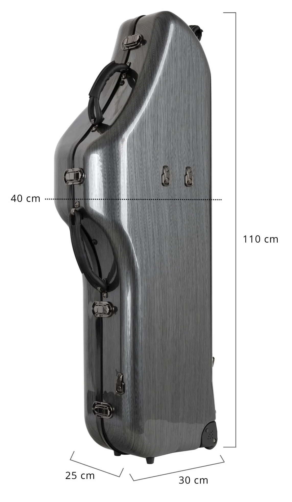 Étui Trolley Rigide Lechgold pour Saxophone Baryton - Protection Thermoformée - Harnais Sac à Dos Look Carbone