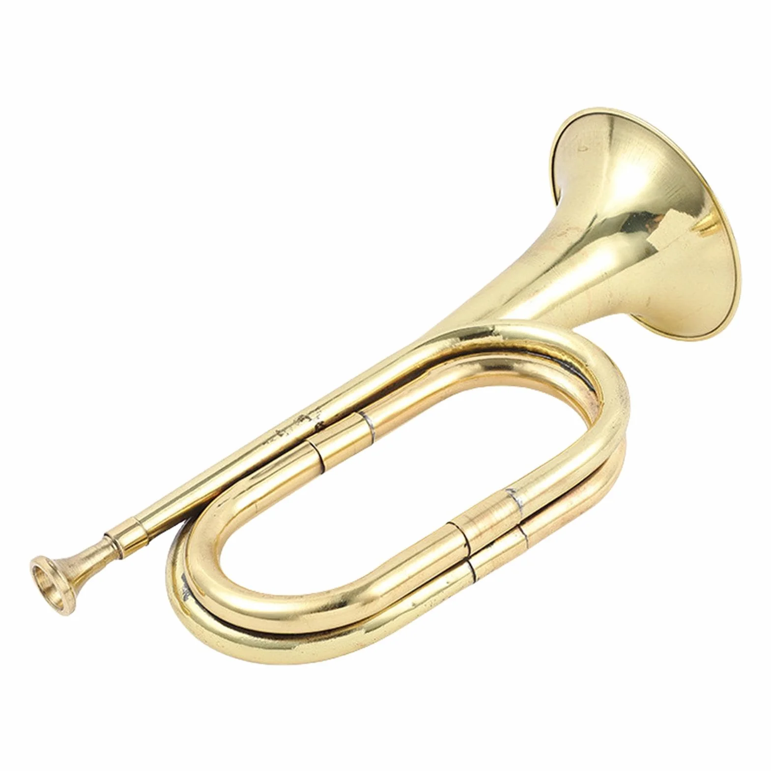 Gold Plated Pocket Trumpet Bugle for Beginners Band Orchestra Cavalry