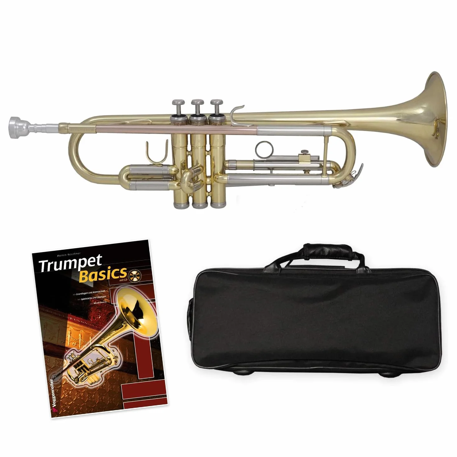 Trompette en sib TTR-171 laiton avec étui et accessoires Trumpet Basics