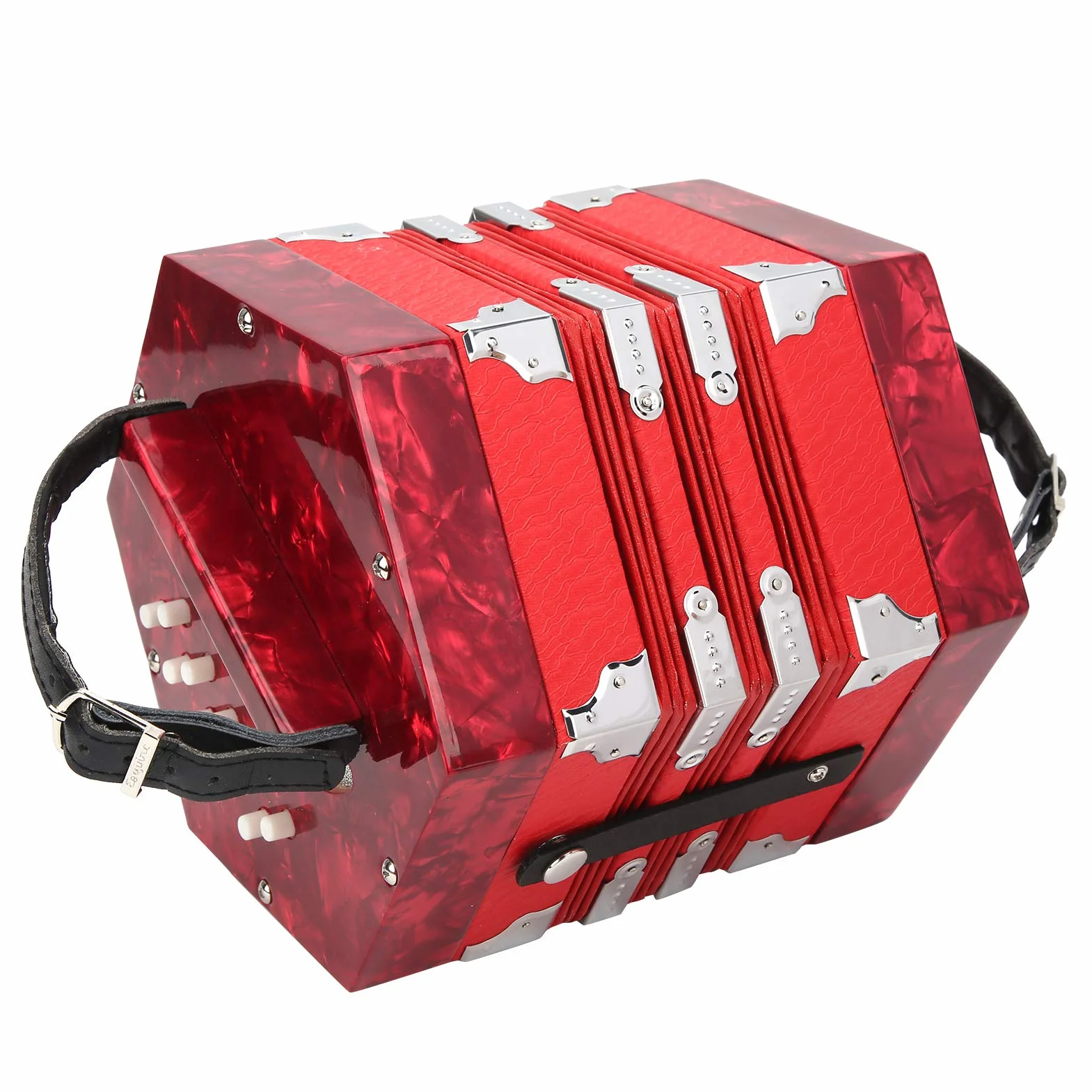 Accordéon Professionnel Portable avec Sangle Réglable, Sac, pour Enfants Adultes Débutants (Rouge)