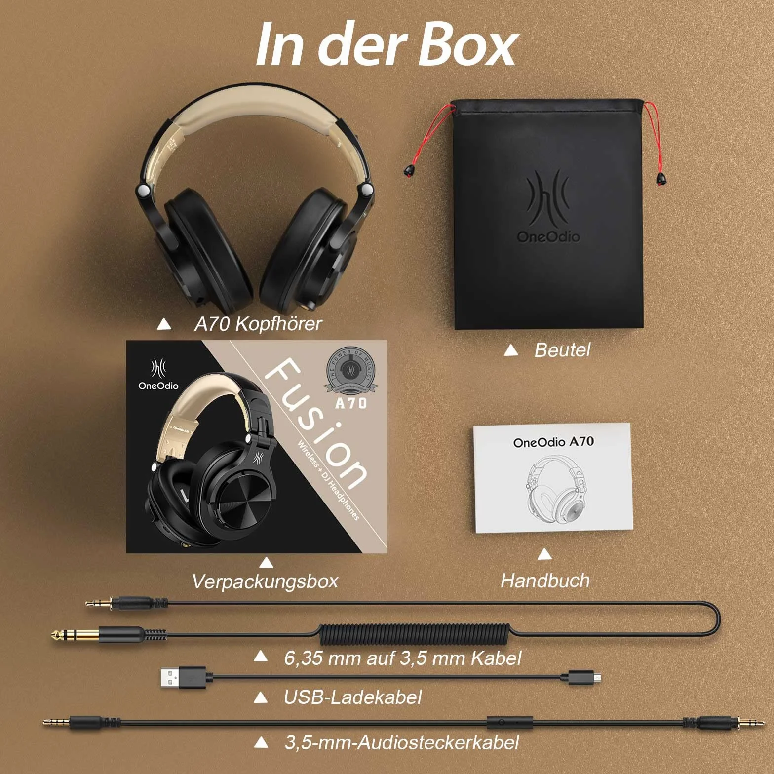 OneOdio Casque audio Bluetooth Over Ear, casque de studio fermé avec port Share, professionnel sans fil pour guitare, E-Drum, Piano, AMP, Enregistrement