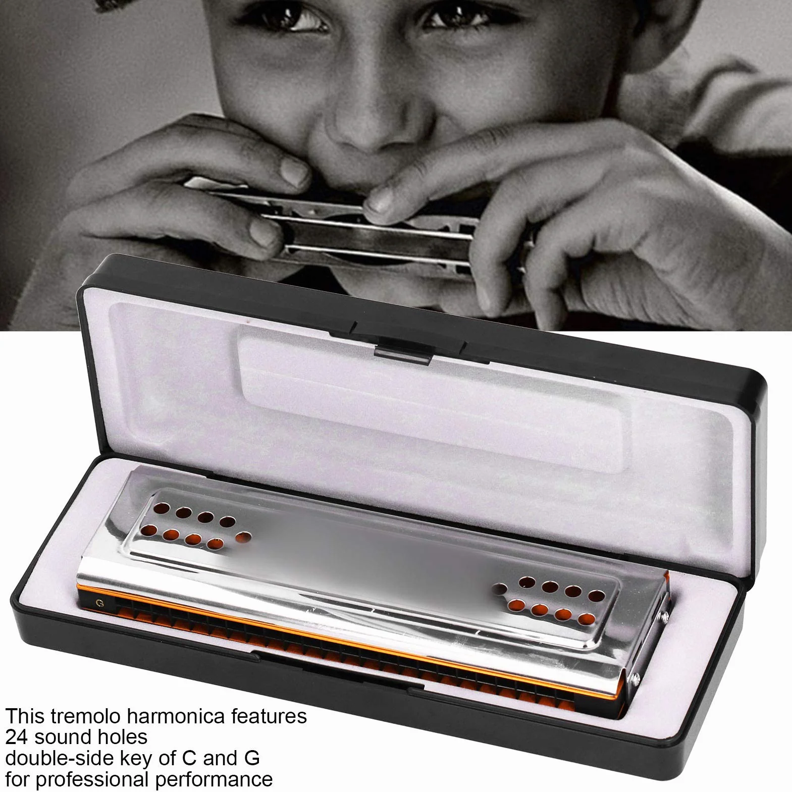 Harmonica 24 Trous C et G Double Face Trémolo Débutants