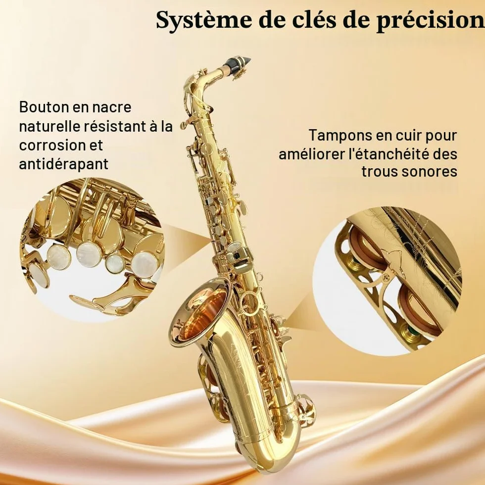 Saxophone Alto Mi Bémol pour débutants adultes kit complet avec étui rigide et accessoires