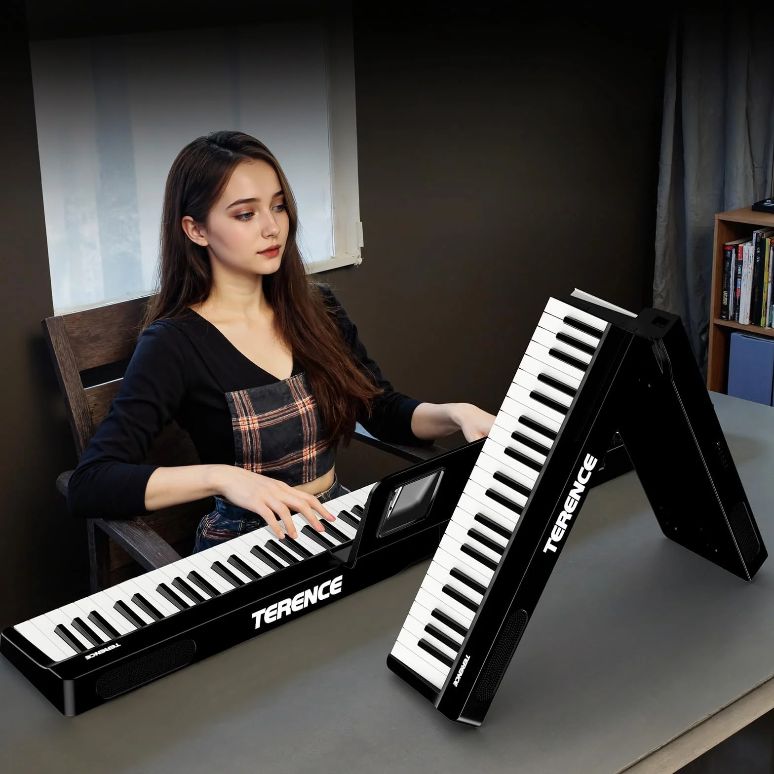 TERENCE Piano Numérique Portable 88 Touches Semi-lesté avec Support Z