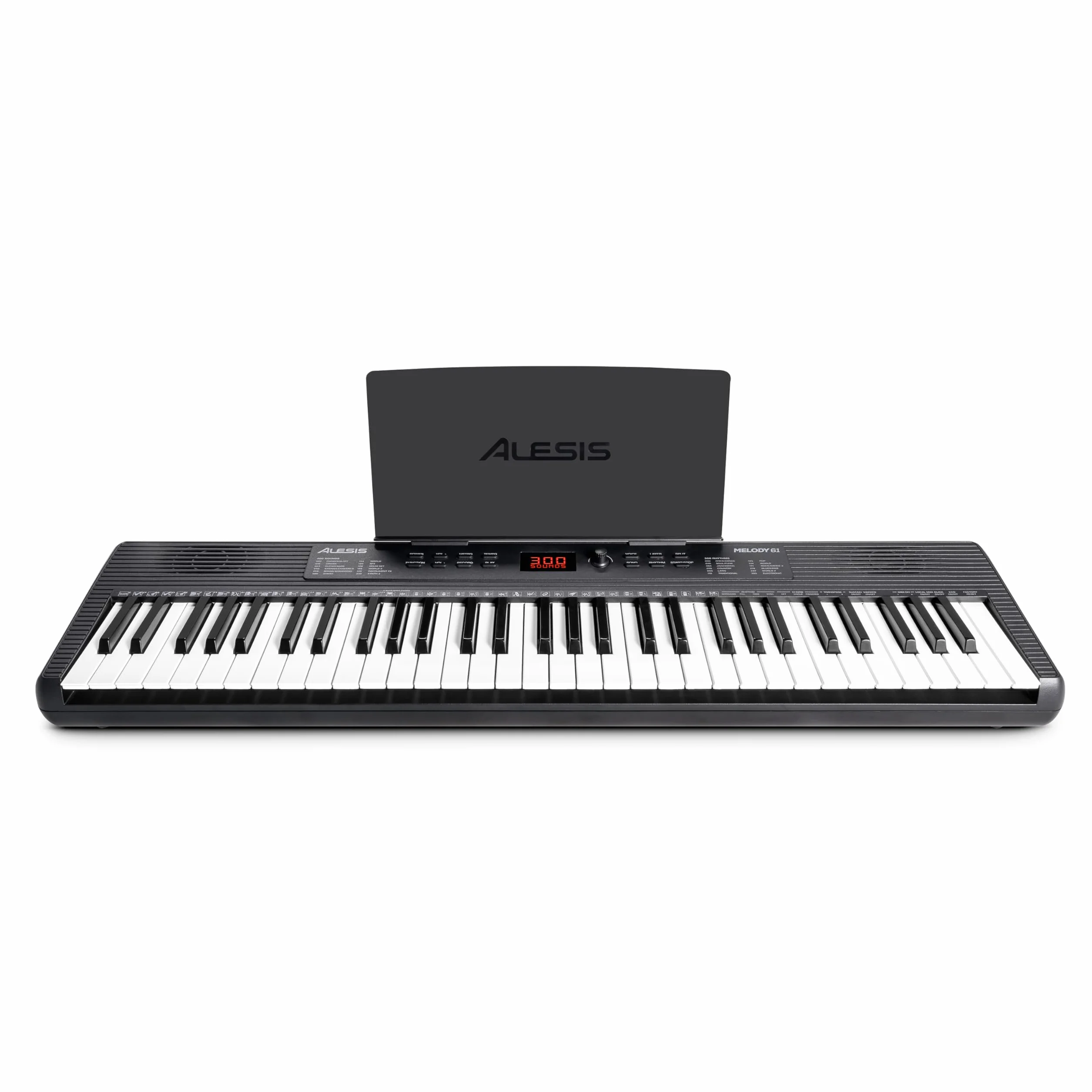Alesis Melody 61 Piano Numérique 61 Touches pour Débutants avec Haut-Parleurs, Support, Banc, Casque, Pupitre, 300 Sons