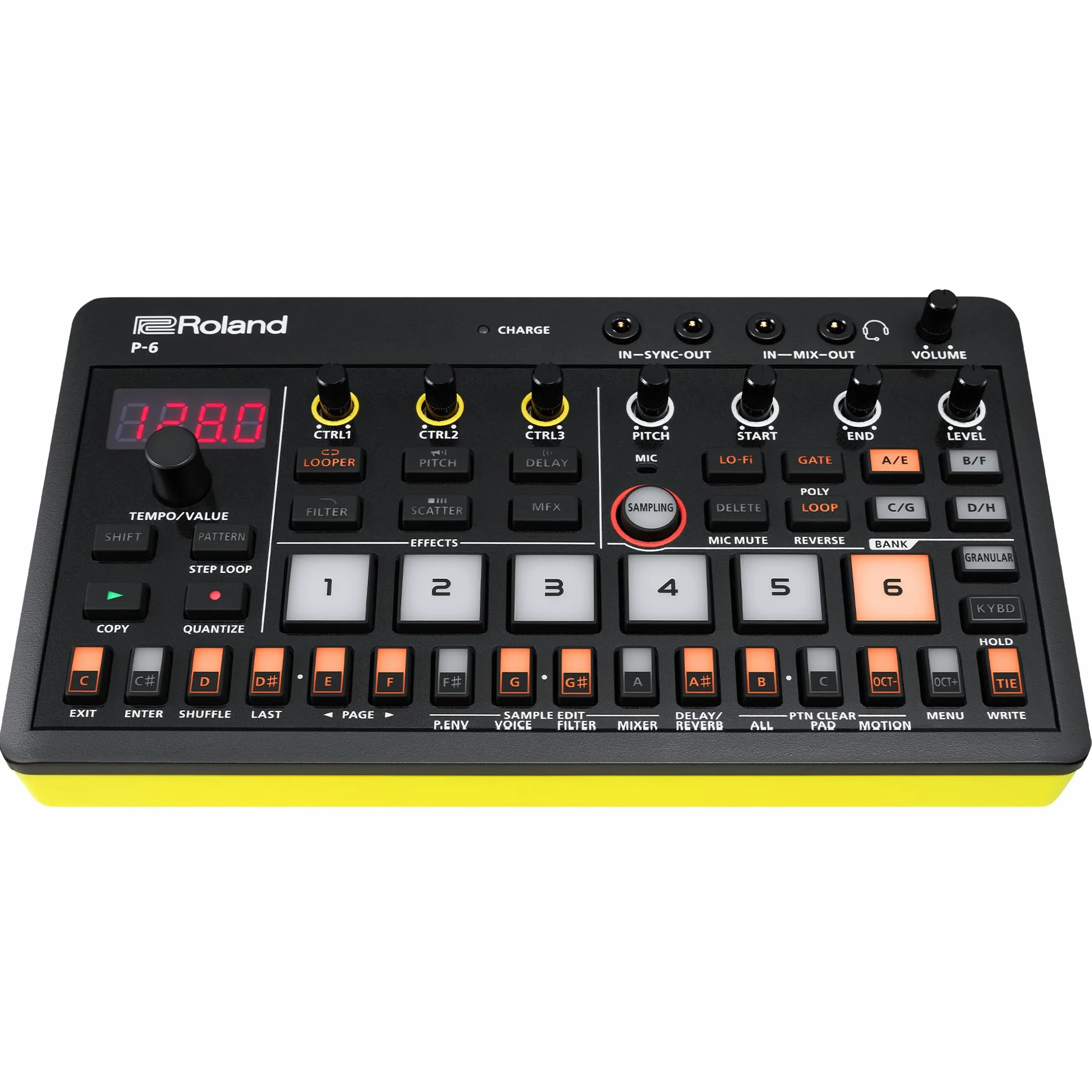 Roland AIRA Compact P-6 Creative Sampler granulaire séquenceur clavier intégré microphone effets