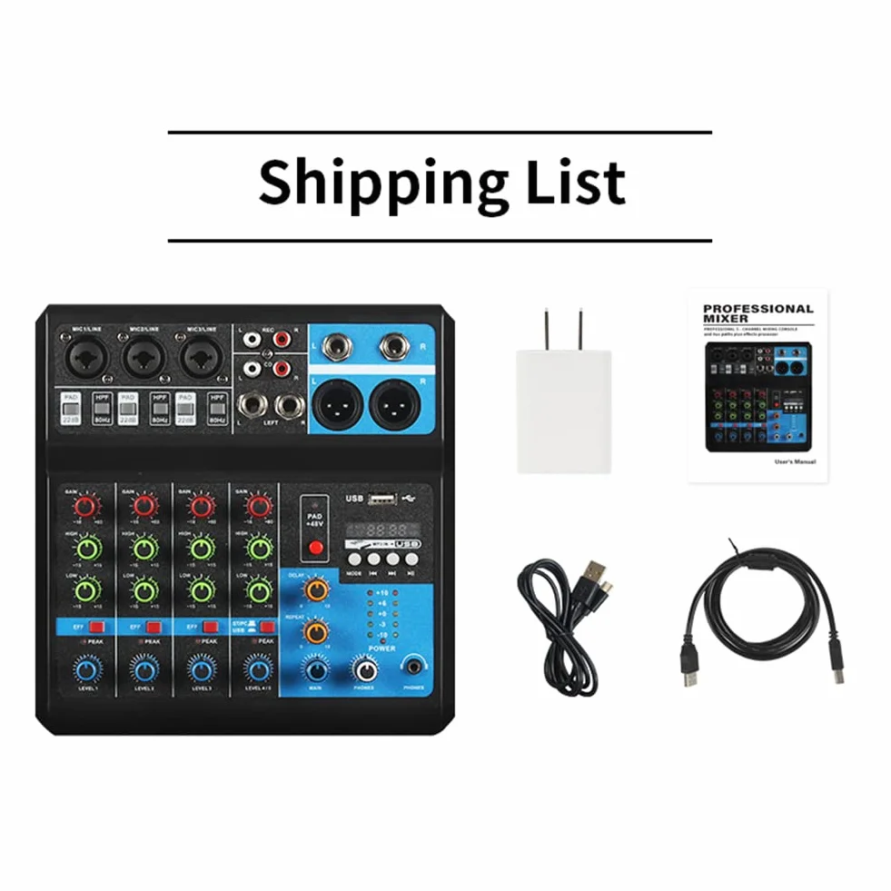 Table de Mixage USB 48V Fantôme 5 Canaux Audio Professionnel PC EQ Karaoke