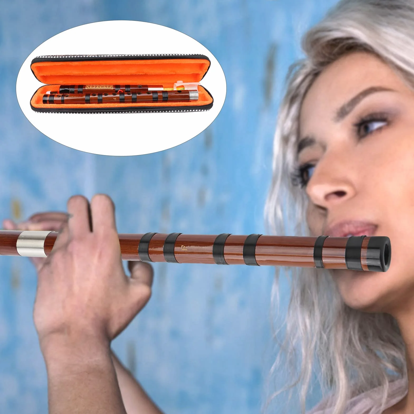 Flûte en bambou chinoise Dizi F Key avec étui de transport