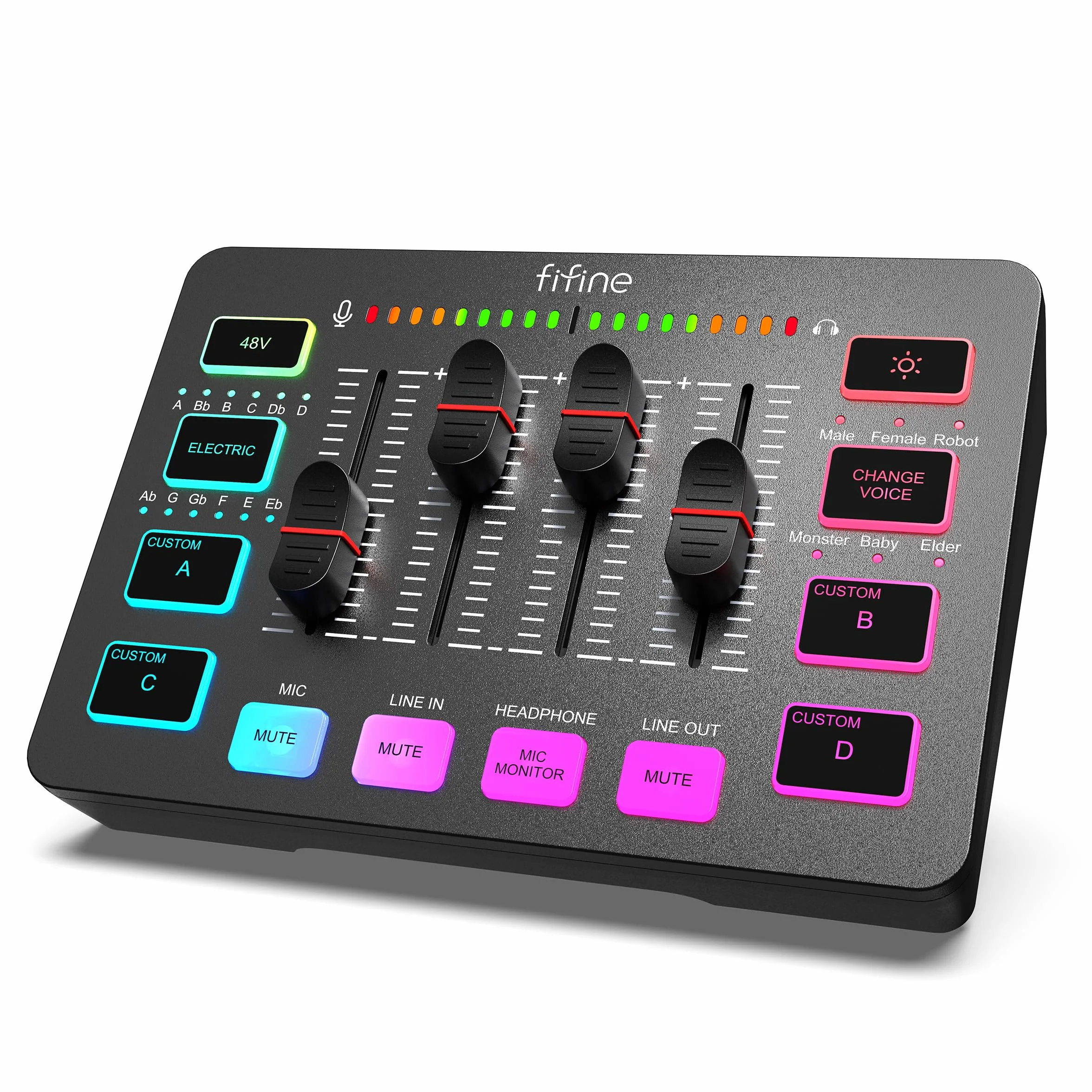 FIFINE Table de Mixage Audio Gaming PC avec Carte Son pour Micro XLR, Contrôleur pour Streaming Podcast