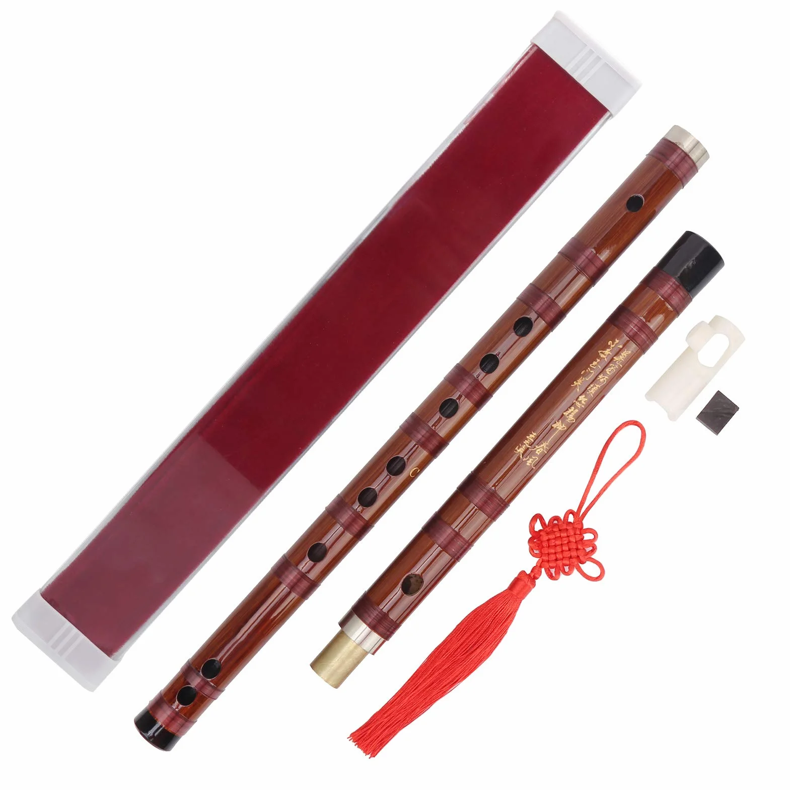 Flûte Bambou Clé C Instrument Traditionnel Chinois avec Étui