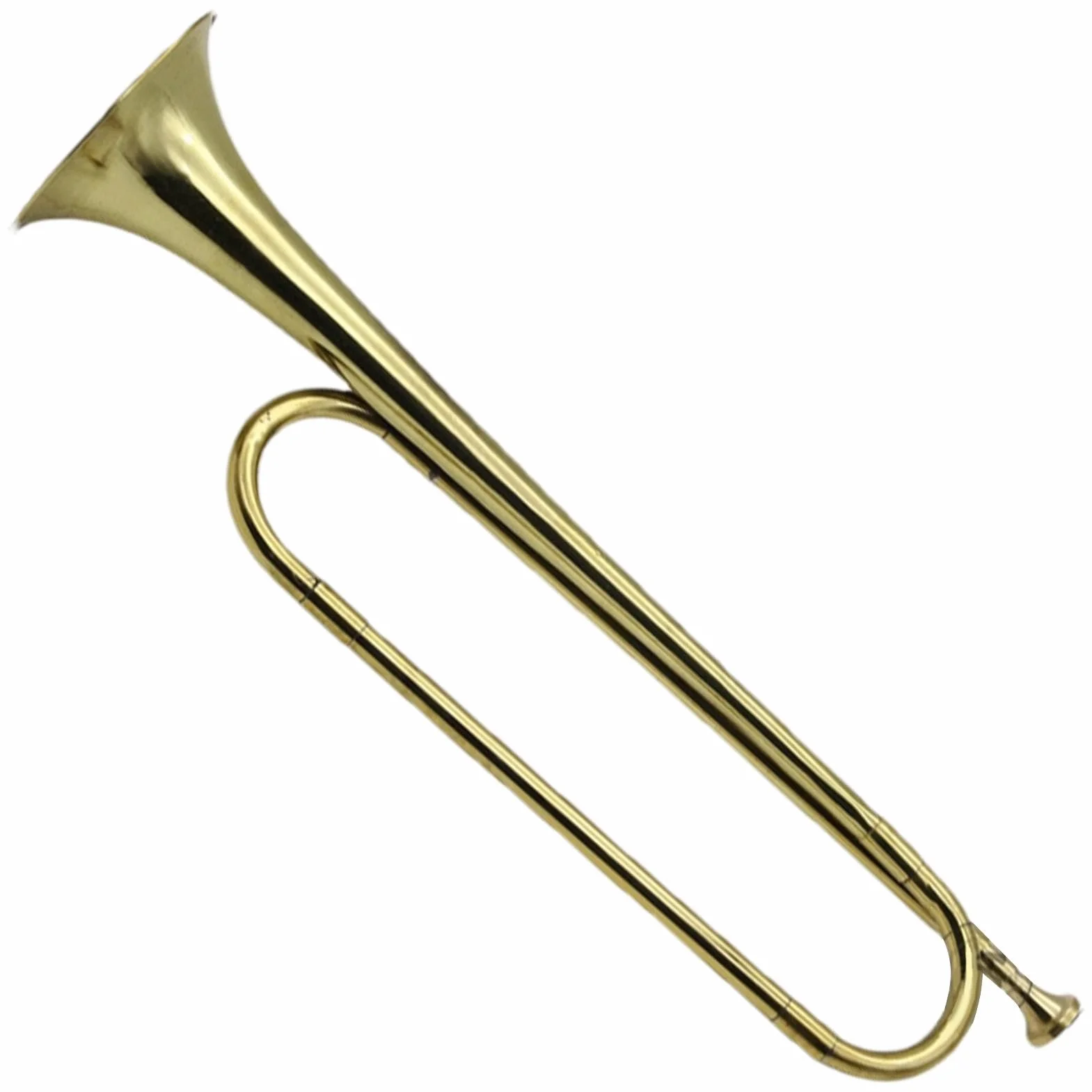 Trompette de cavalerie en laiton plaqué or, clairon portable standard B
